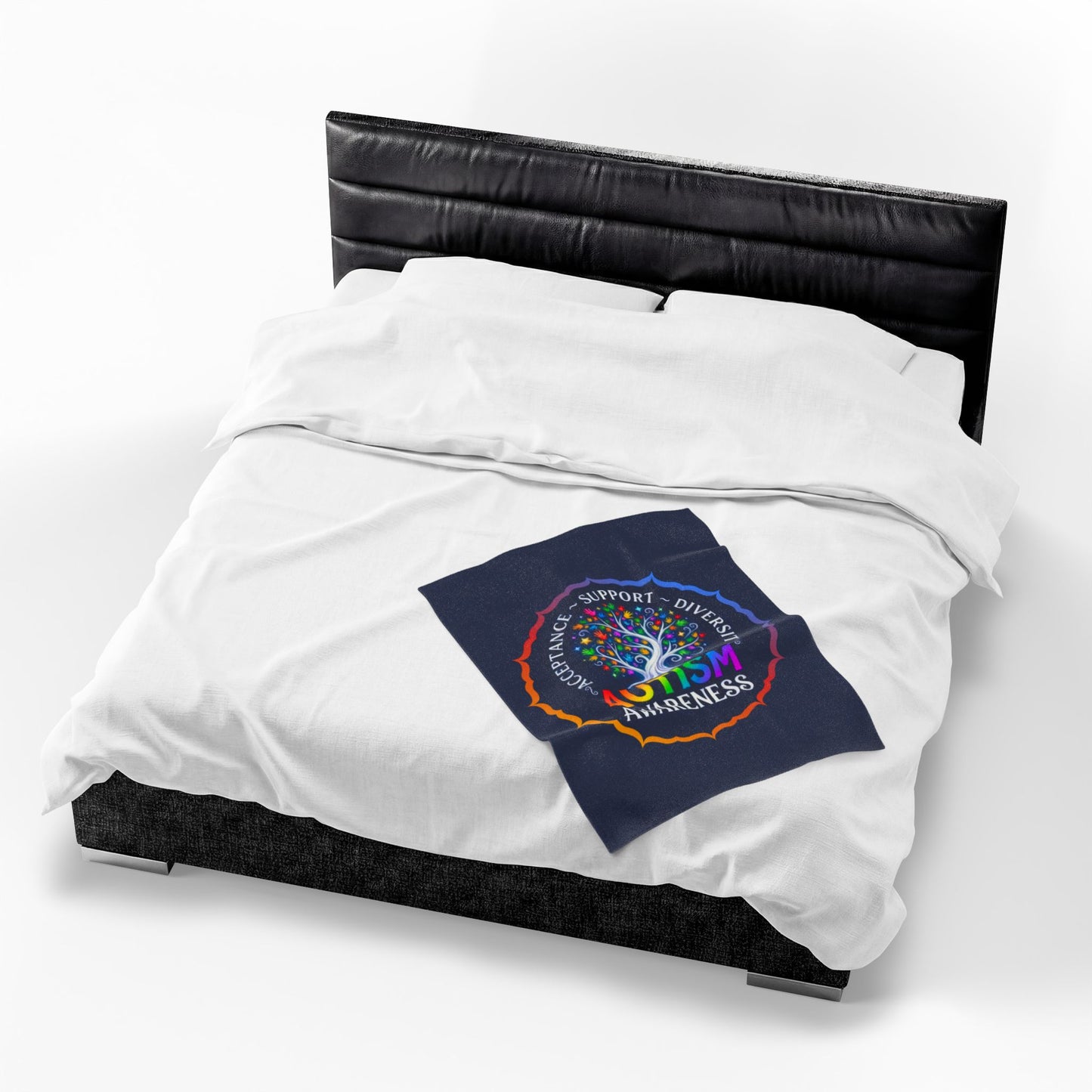 Velveteen Plush Blanket: "Acceptance-Support-Diversity" Autism Awareness