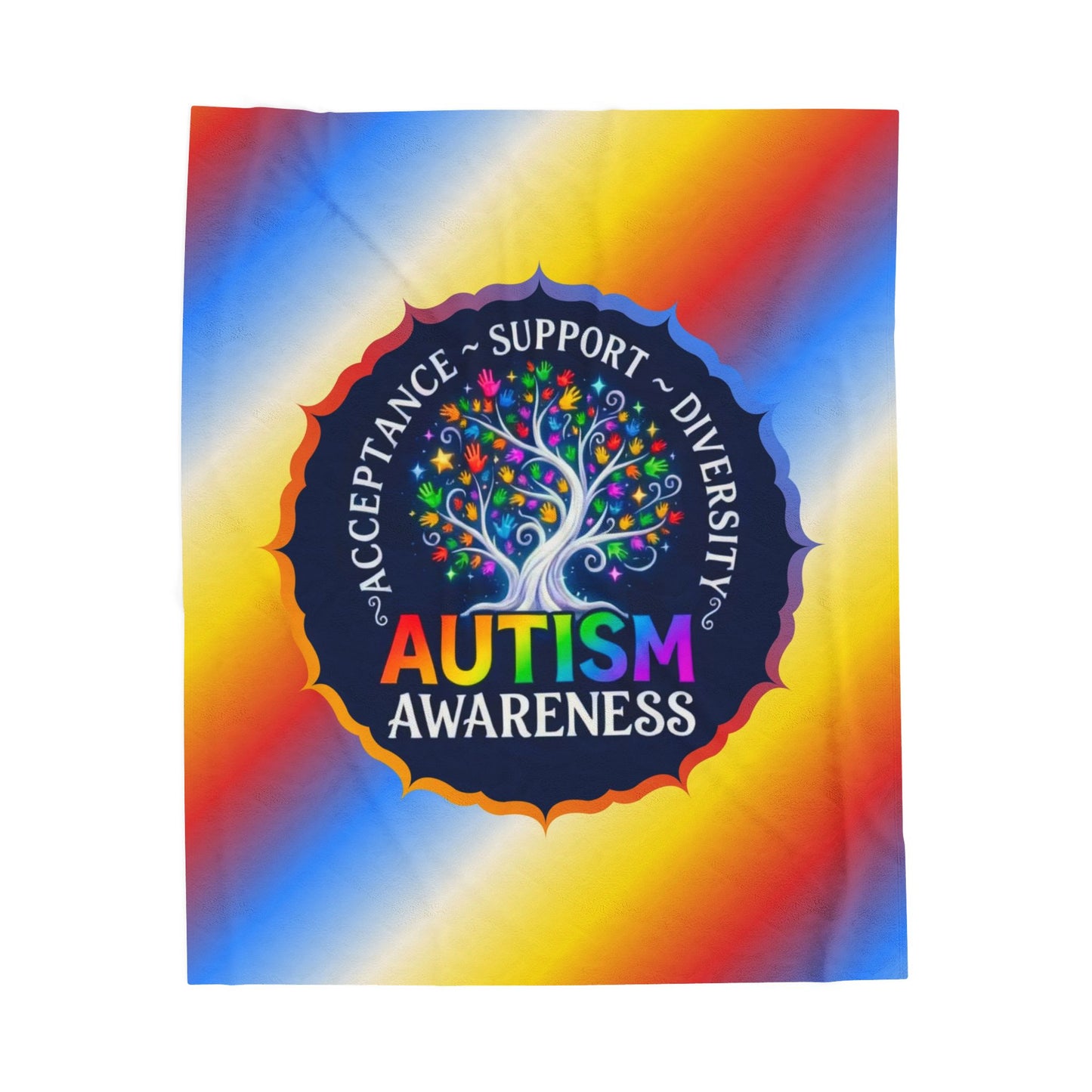 Velveteen Plush Blanket: "Acceptance • Support • Diversity" Autism Awareness