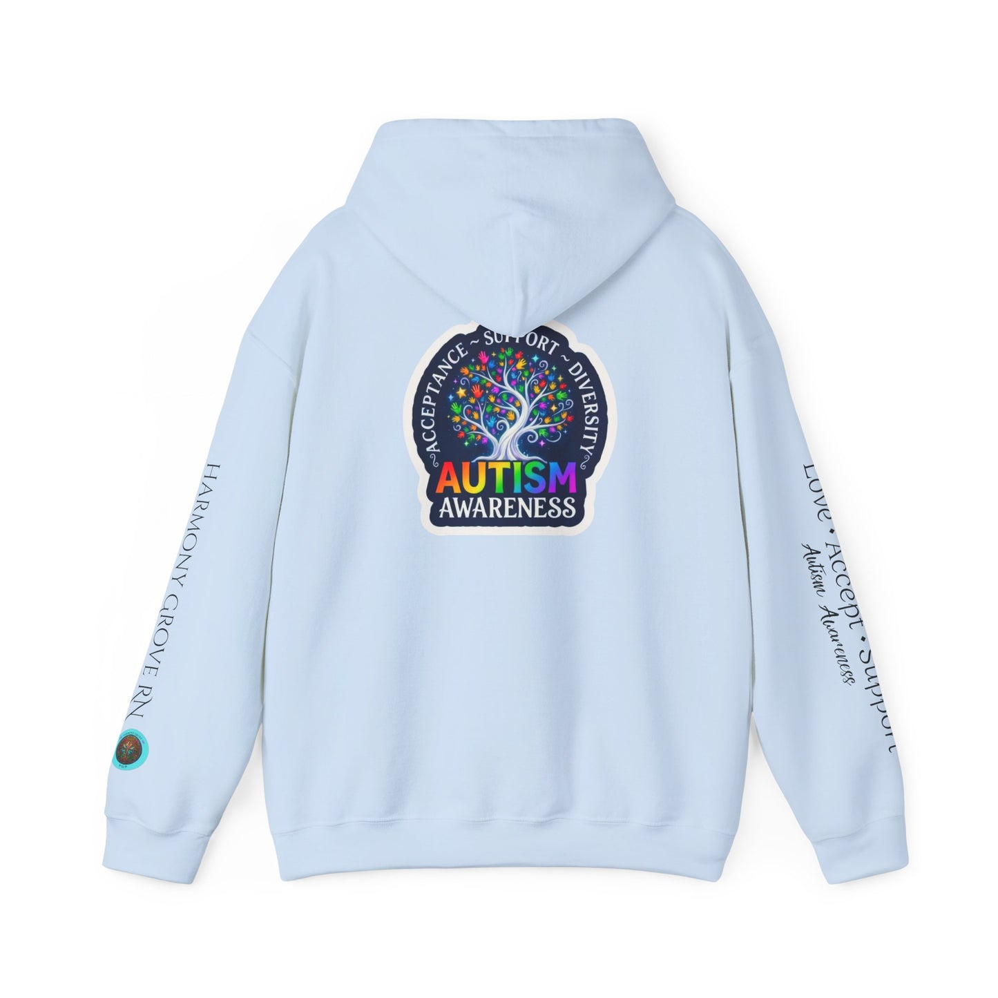 Pullover Hoodie: "Autism Awareness" Colorful Tree Compassion Design