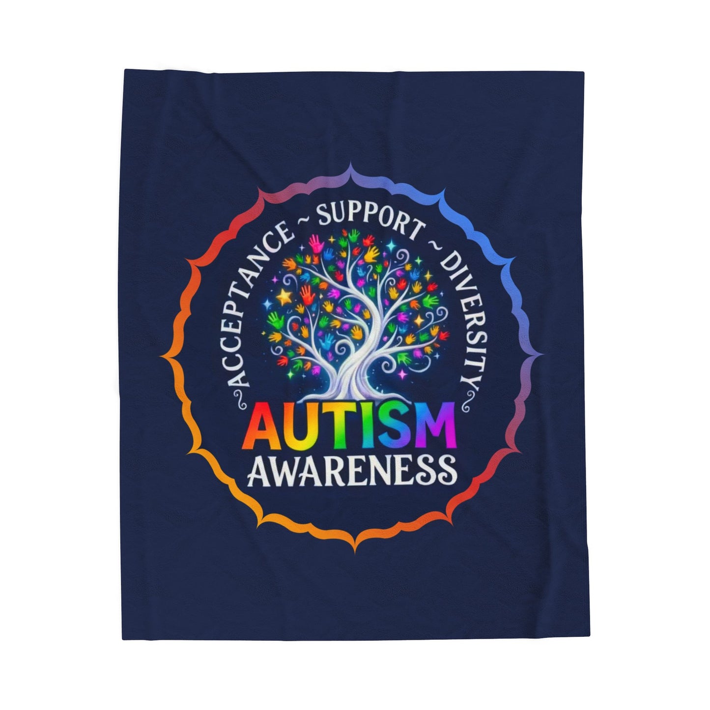 Velveteen Plush Blanket: "Acceptance-Support-Diversity" Autism Awareness