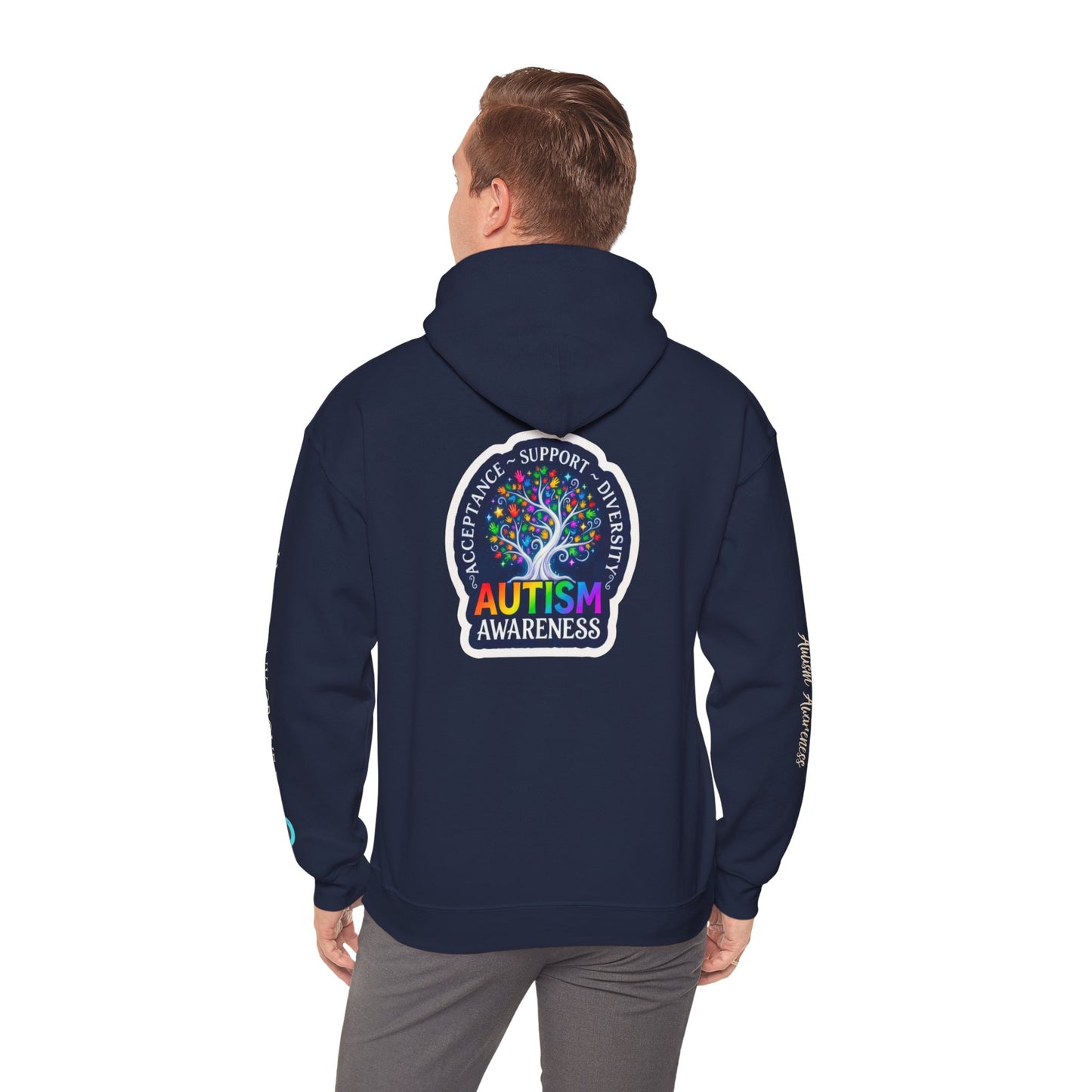 Pullover Hoodie: "Autism Awareness" Colorful Tree Compassion Design