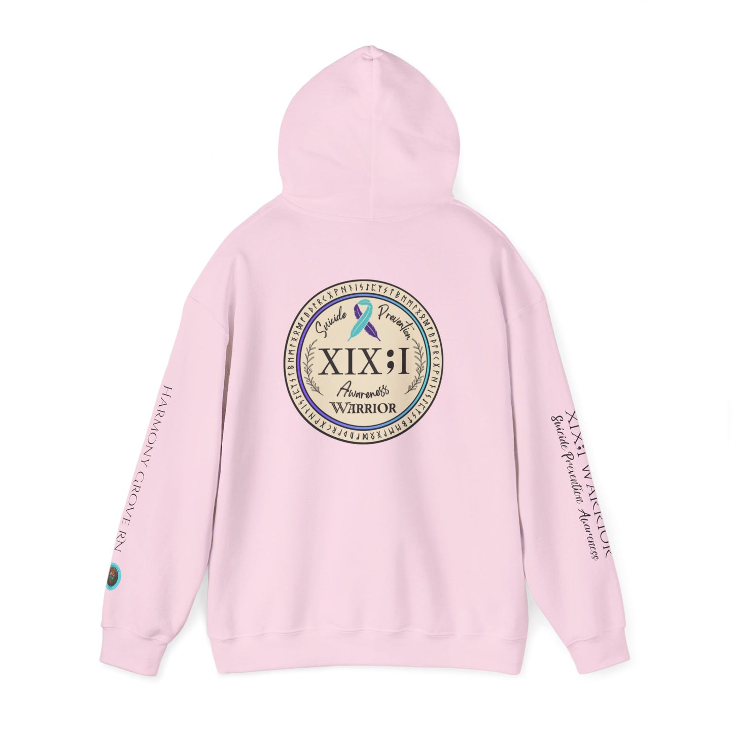 Pullover Hoodie: Suicide Awareness Warrior (XIX;I) Teal & Purple Support Ribbon
