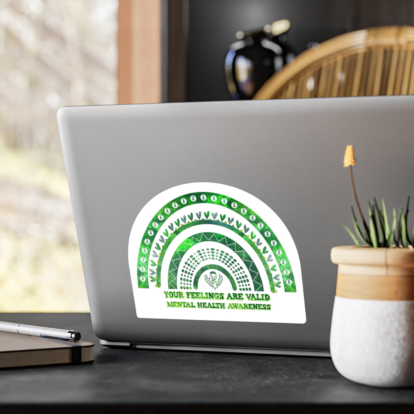All-Weather Vinyl Decal: "Your Feelings Are Valid" Green Rainbow
