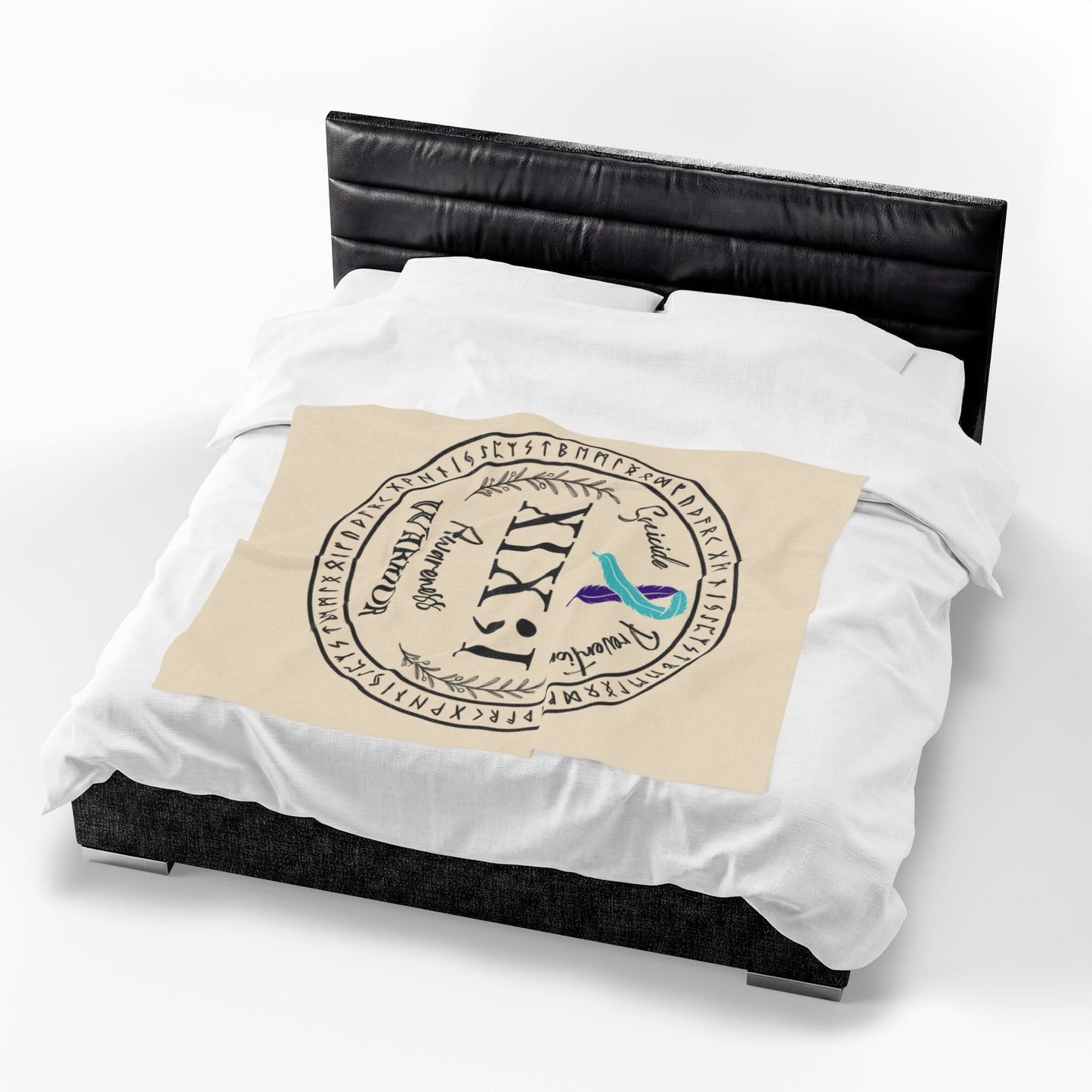 Velveteen Plush Blanket: Serene Suicide Awareness Warrior (XIX;I) Teal & Purple Support Ribbon