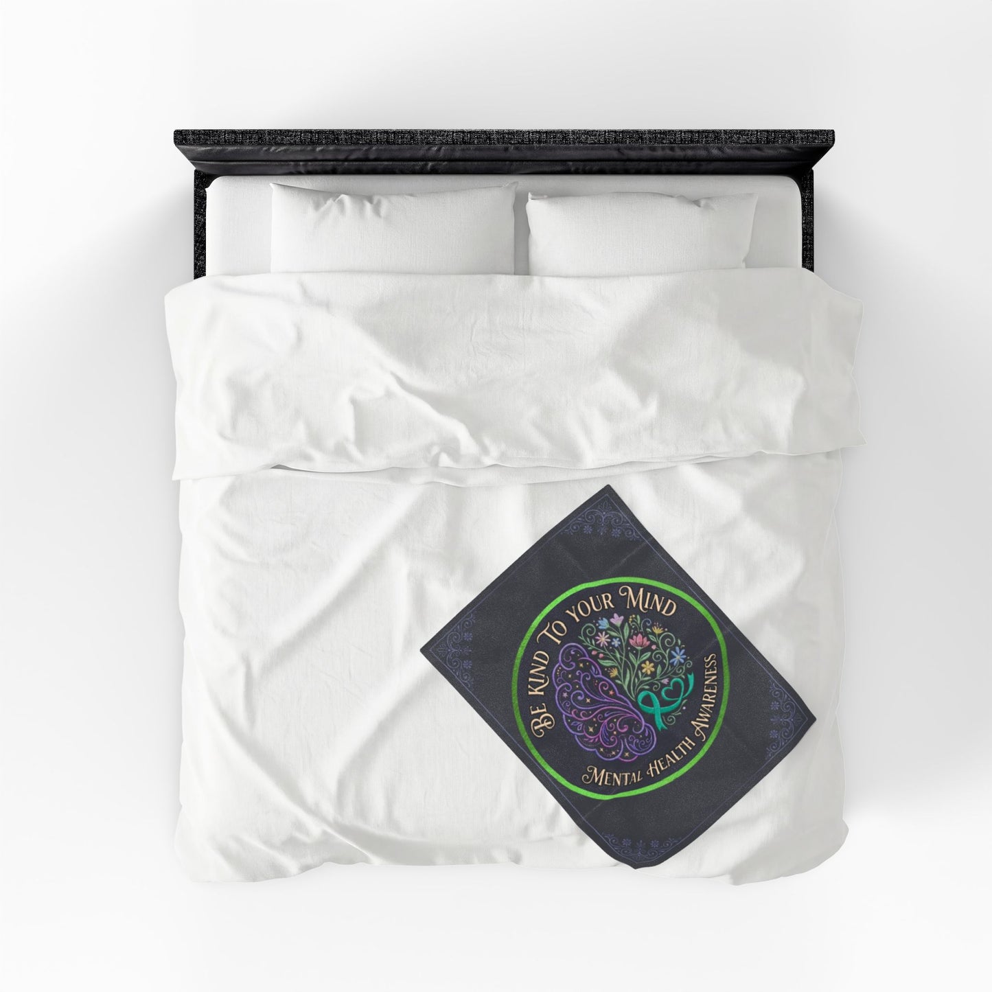 Mental Health Awareness Velveteen Blanket:"Be Kind to Your Mind" Plush Throw