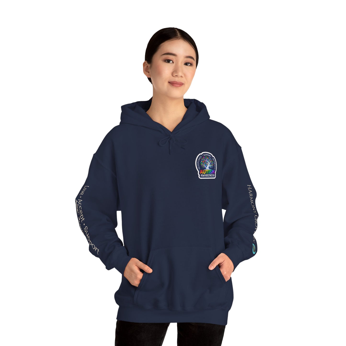 Pullover Hoodie: "Autism Awareness" Colorful Tree Compassion Design