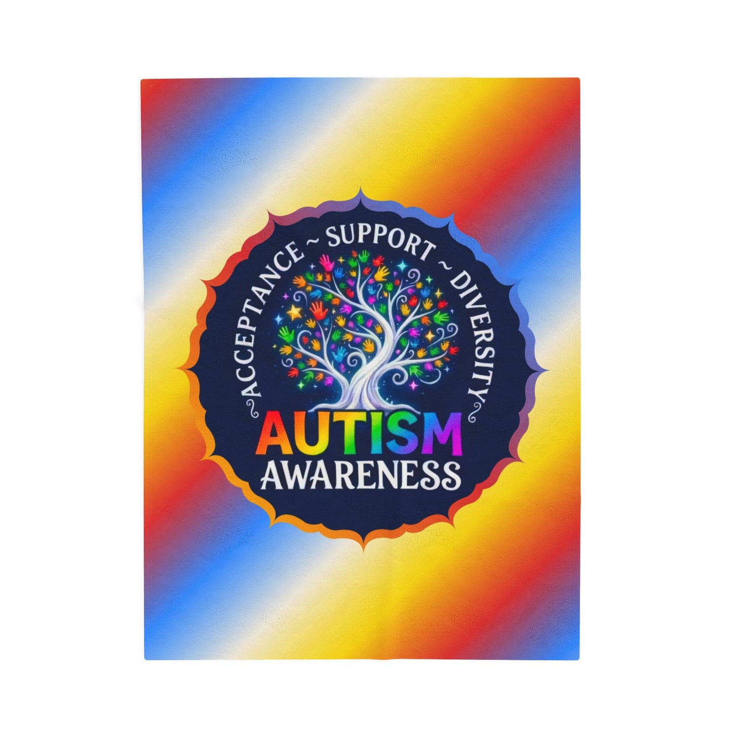 Velveteen Plush Blanket: "Acceptance • Support • Diversity" Autism Awareness