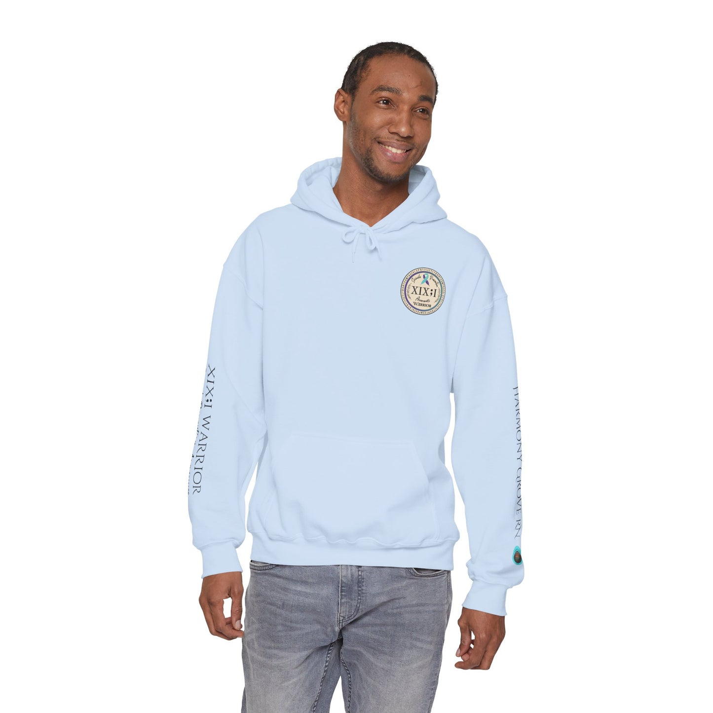 Pullover Hoodie: Suicide Awareness Warrior (XIX;I) Teal & Purple Support Ribbon