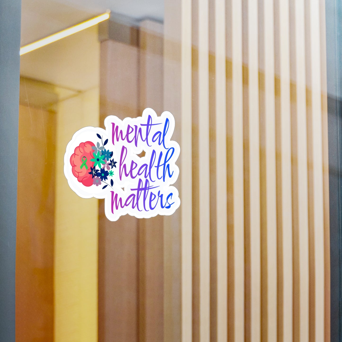 All-Weather Vinyl Decal: Mental Health Matters with Brain & Floral Design