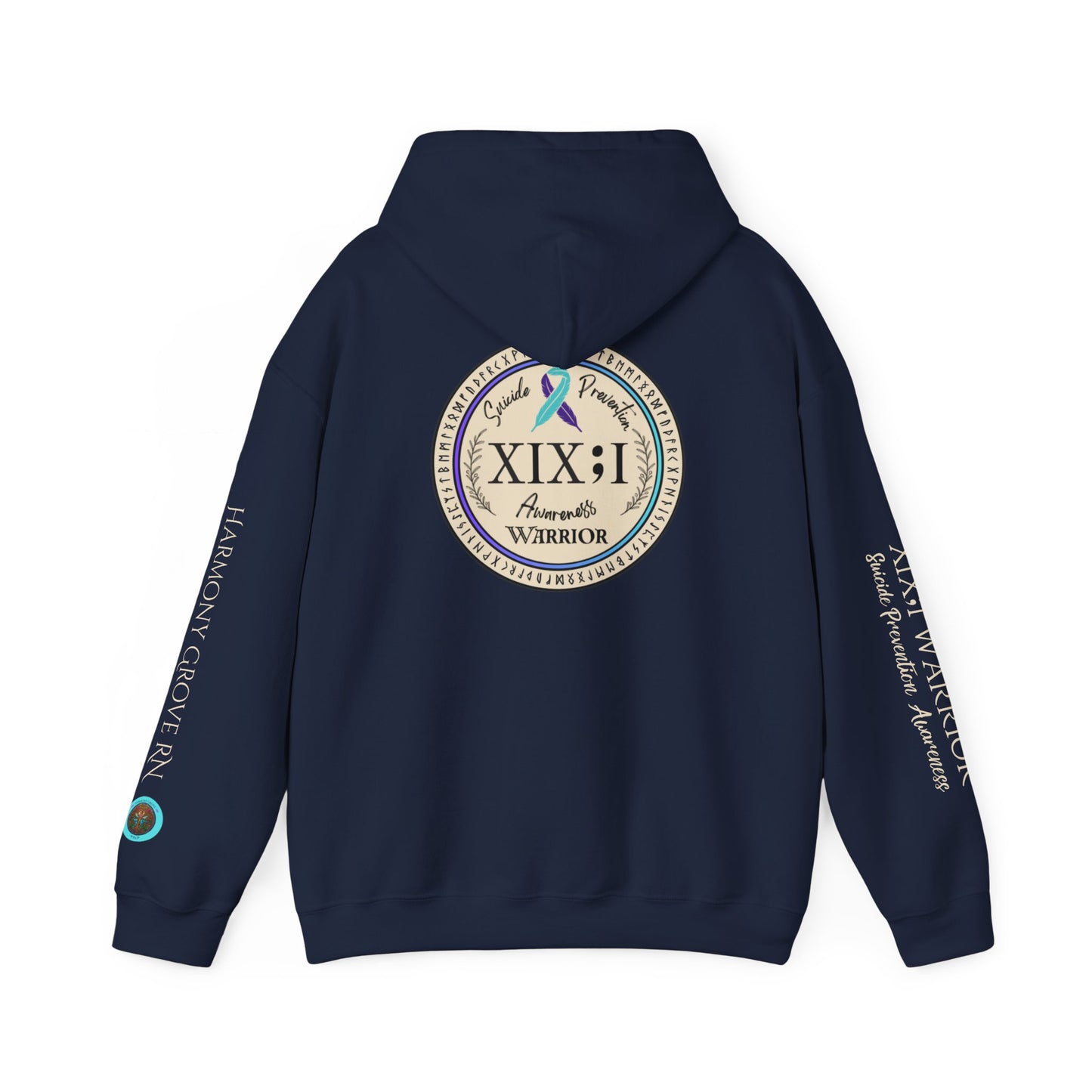 Pullover Hoodie: Suicide Awareness Warrior (XIX;I) Teal & Purple Support Ribbon