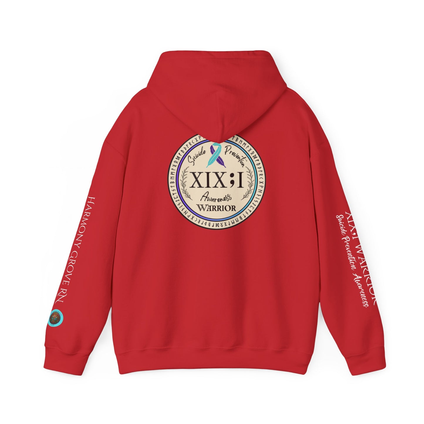Pullover Hoodie: Suicide Awareness Warrior (XIX;I) Teal & Purple Support Ribbon