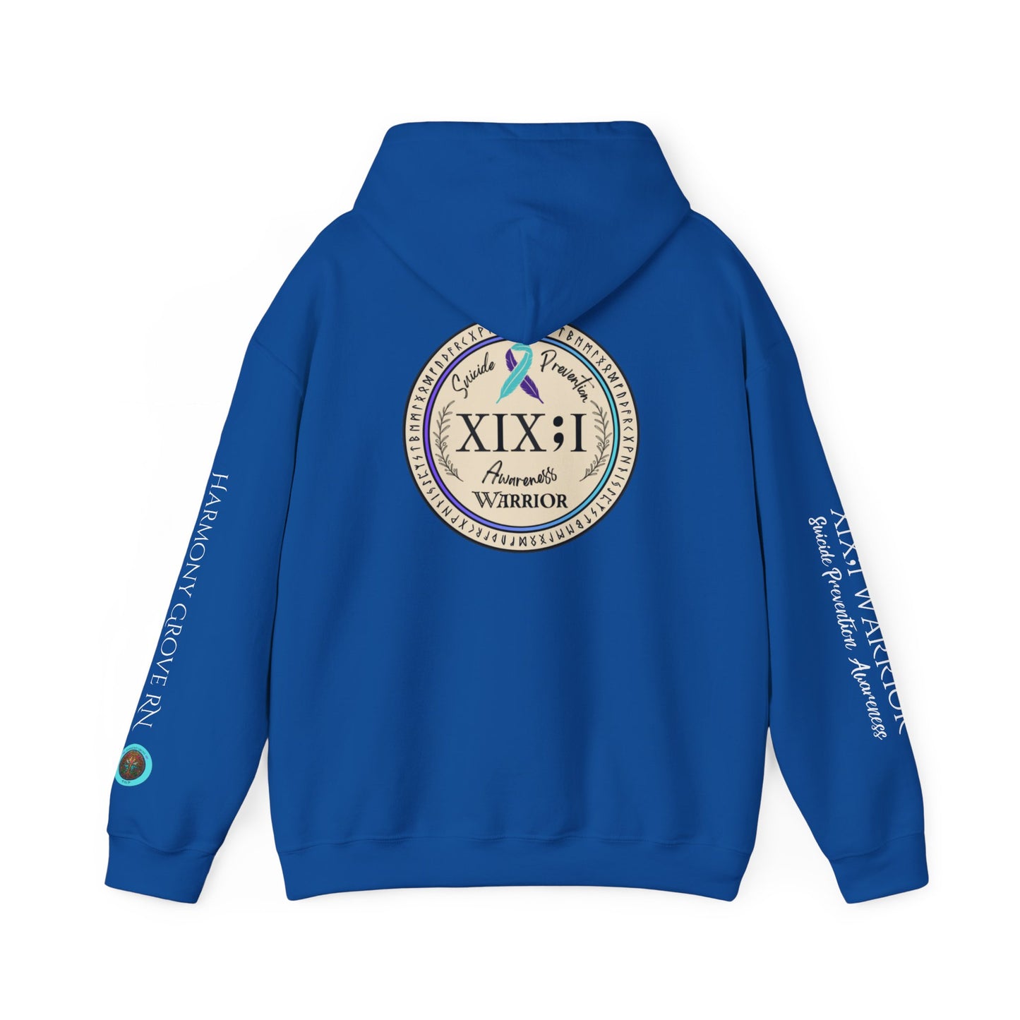 Pullover Hoodie: Suicide Awareness Warrior (XIX;I) Teal & Purple Support Ribbon