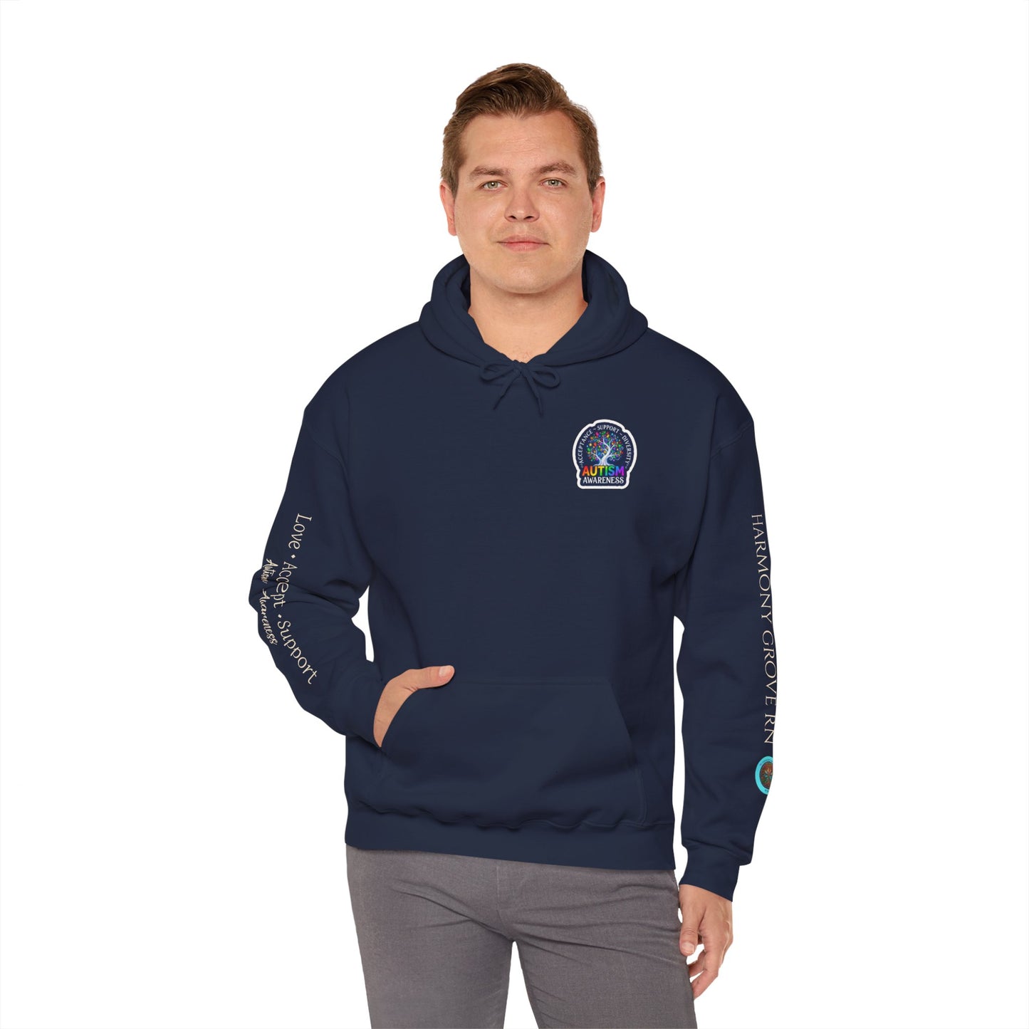 Pullover Hoodie: "Autism Awareness" Colorful Tree Compassion Design
