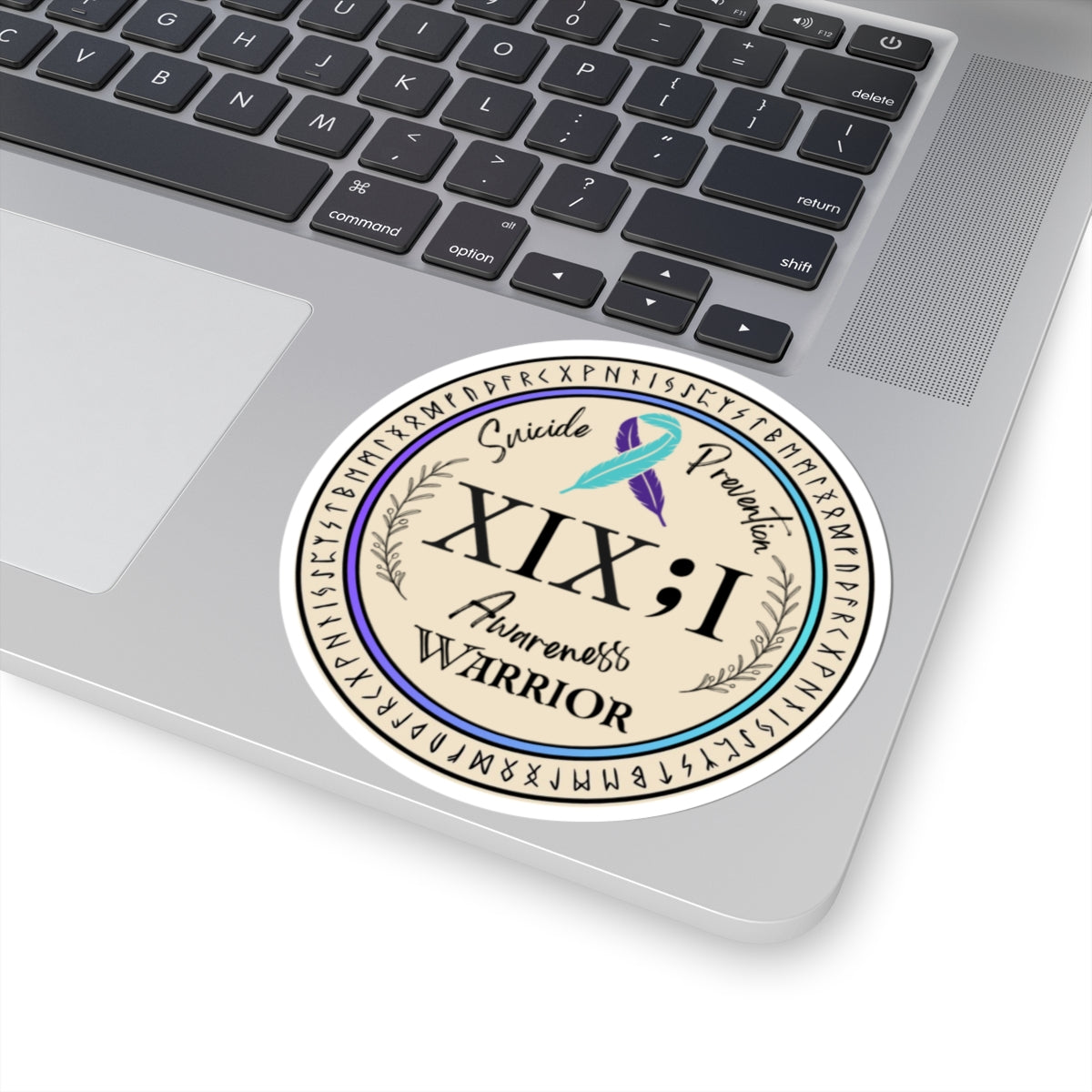 Kiss Cut Sticker: Suicide Awareness Warrior (XIX;I) Teal & Purple Support Ribbon