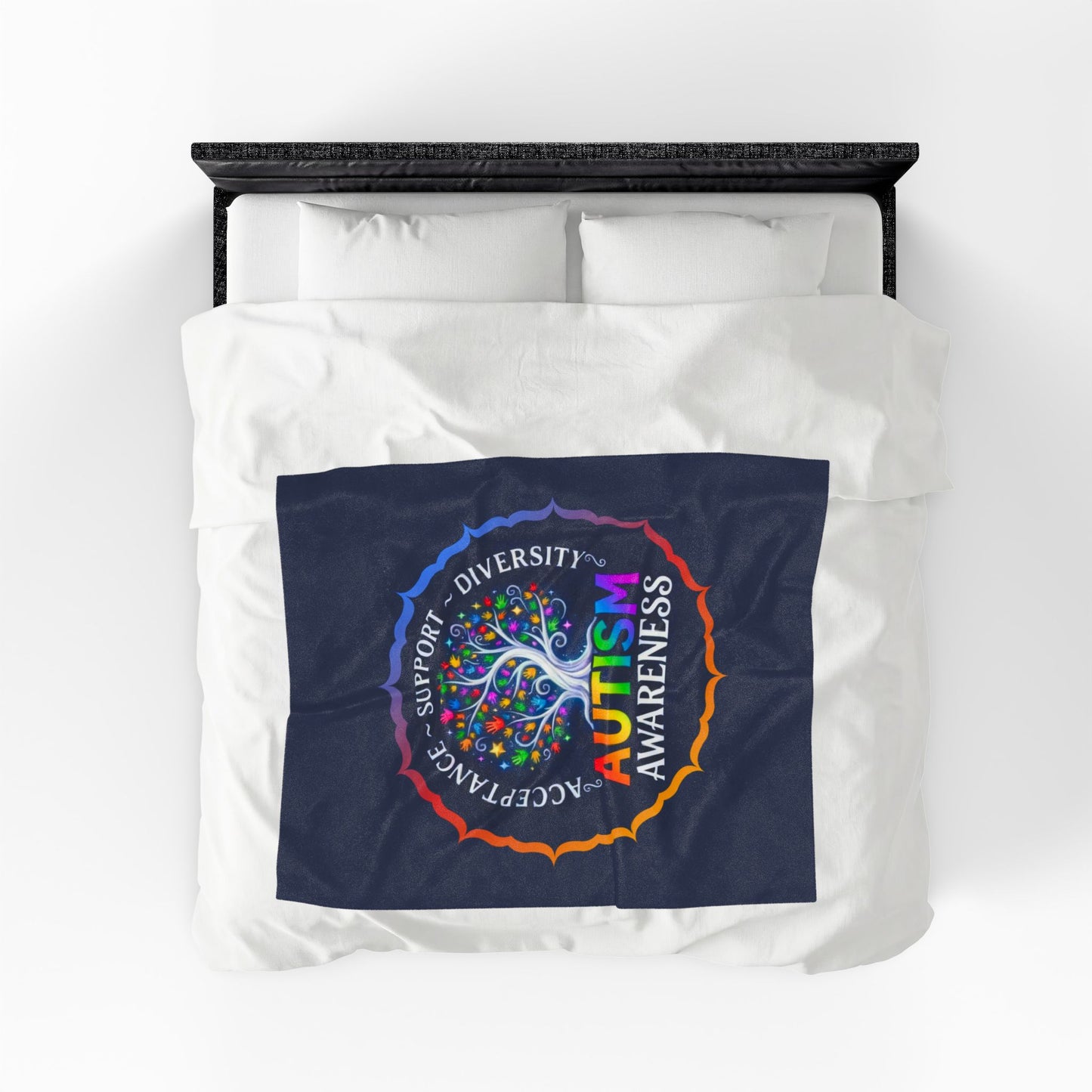 Velveteen Plush Blanket: "Acceptance-Support-Diversity" Autism Awareness