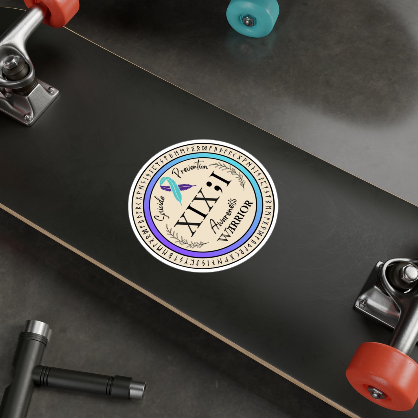 All-Weather Vinyl Decal: Suicide Prevention Awareness Warrior Ribbon XIX:I