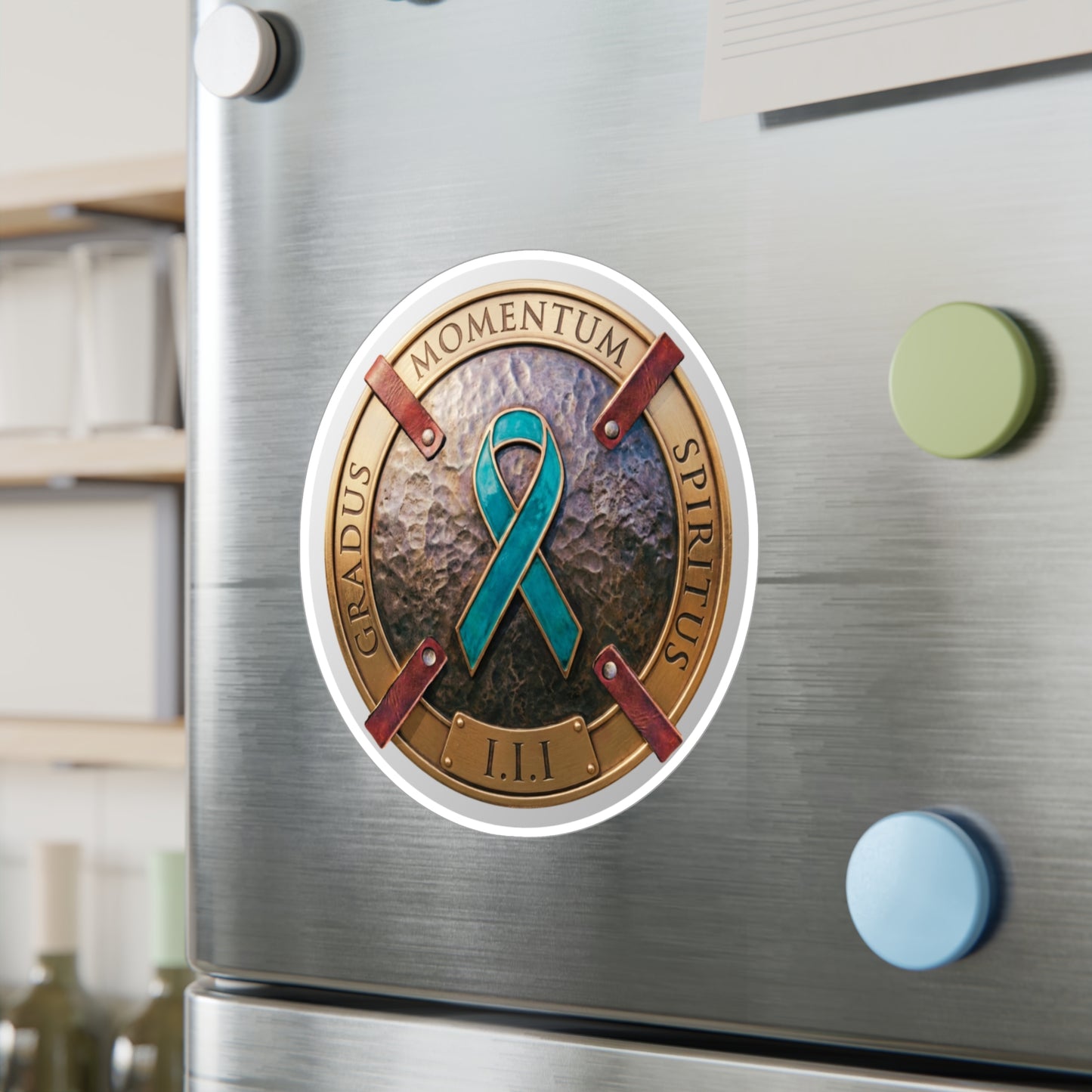 All-Weather Vinyl Decal: PTSD Awareness Ribbon Crest