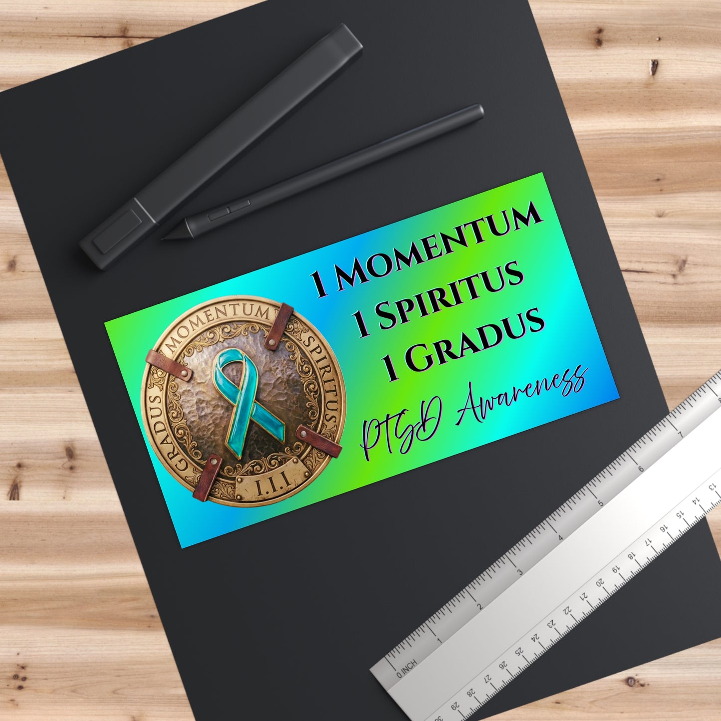 1 Momentum 1 Spiritus 1 Gradus PTSD Awareness Bumper Sticker