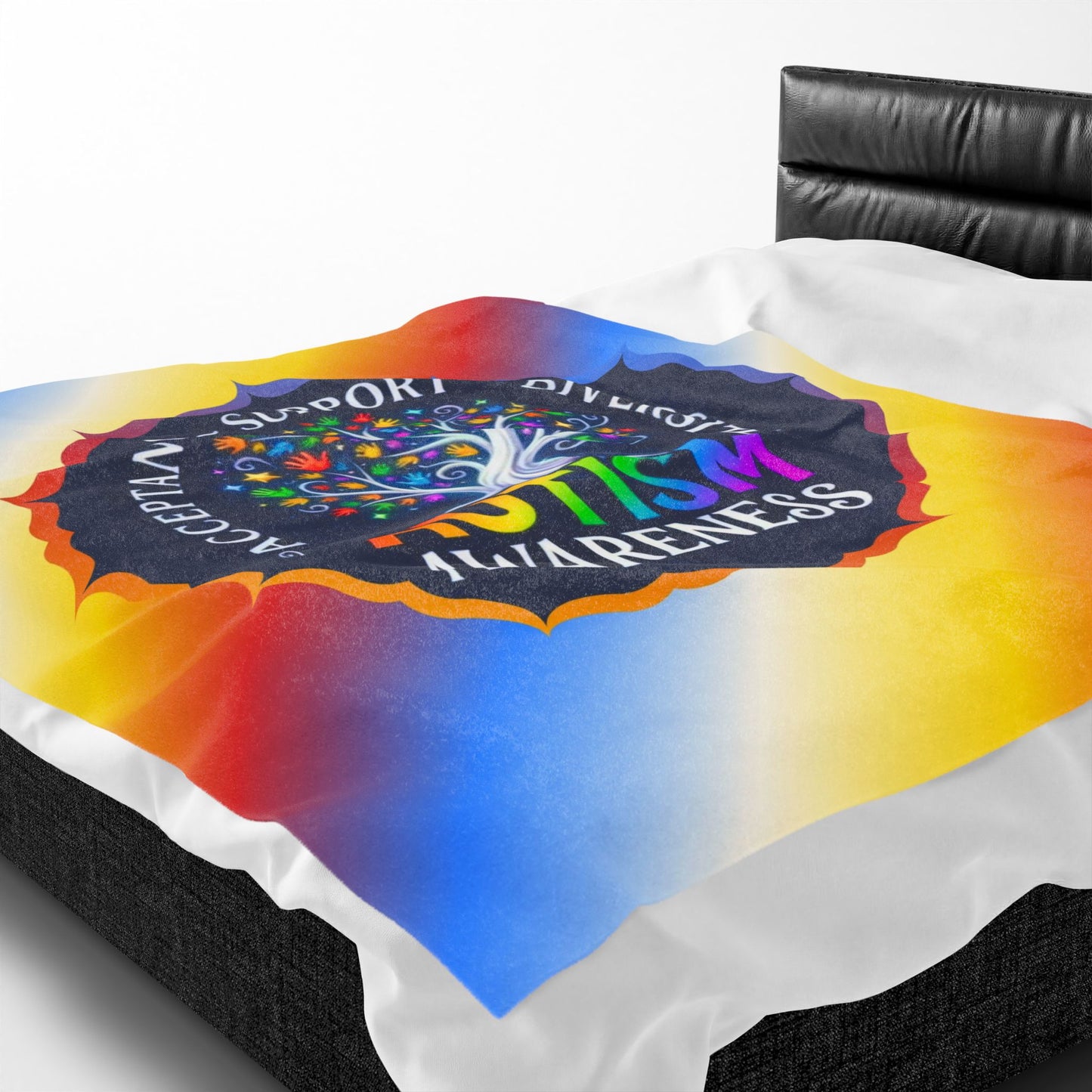 Velveteen Plush Blanket: "Acceptance • Support • Diversity" Autism Awareness