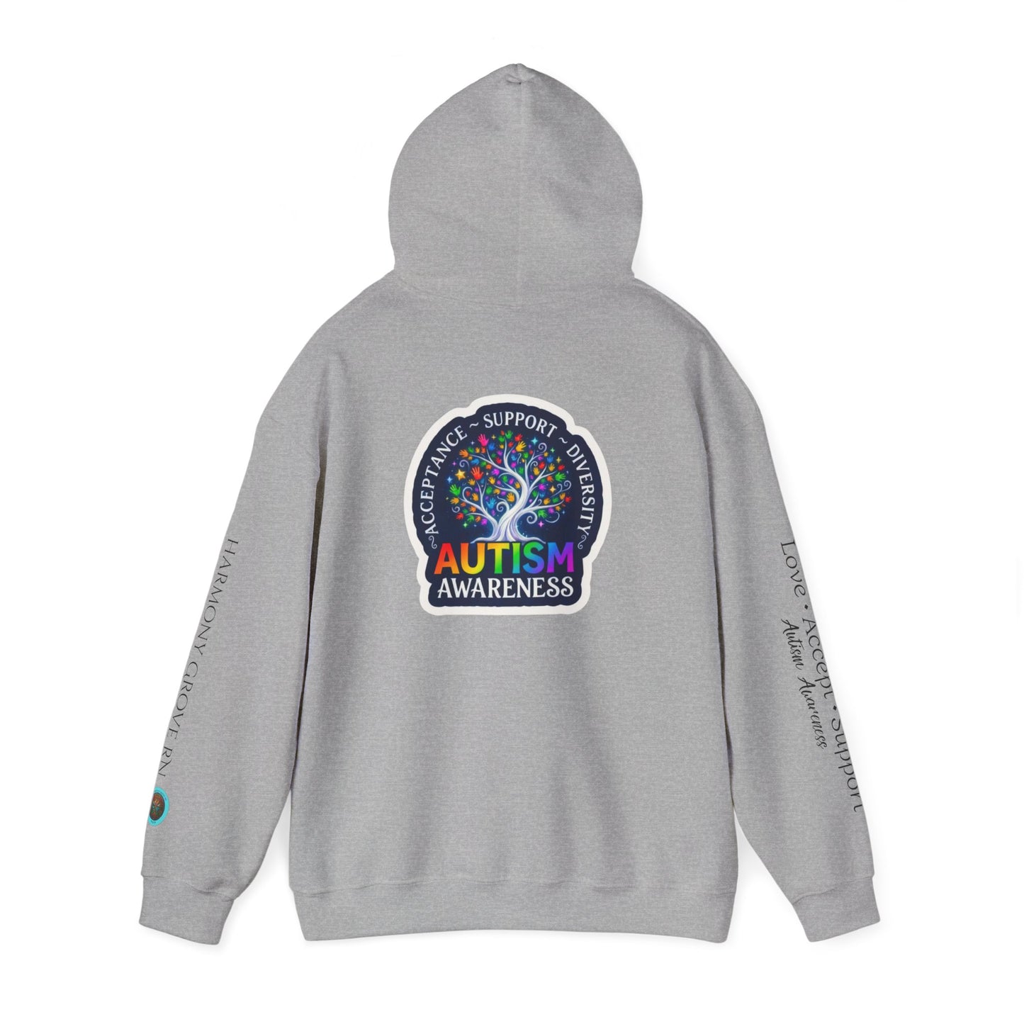Pullover Hoodie: "Autism Awareness" Colorful Tree Compassion Design