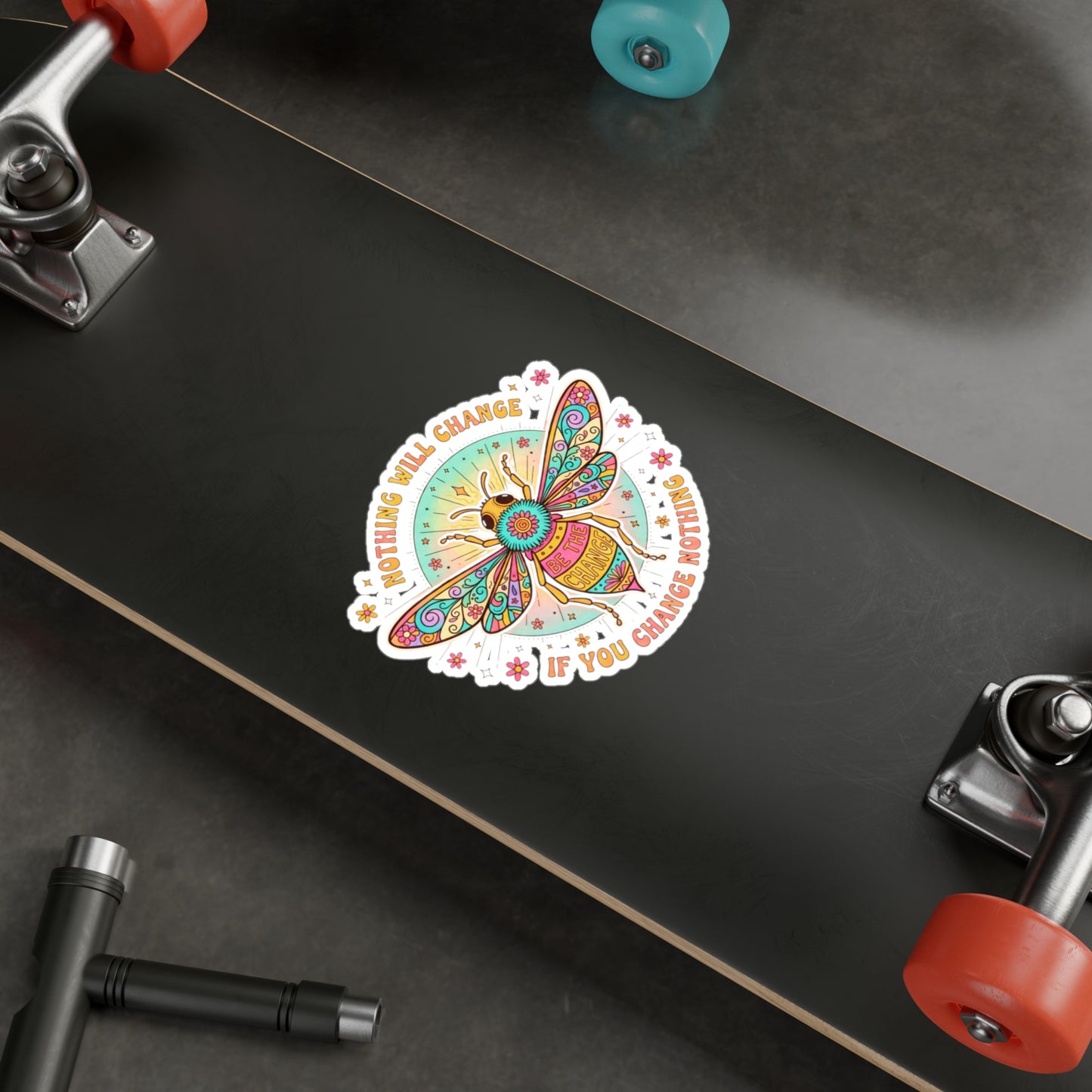 All-Weather Vinyl Decal: "Nothing Will Change If You Change Nothing" Bee