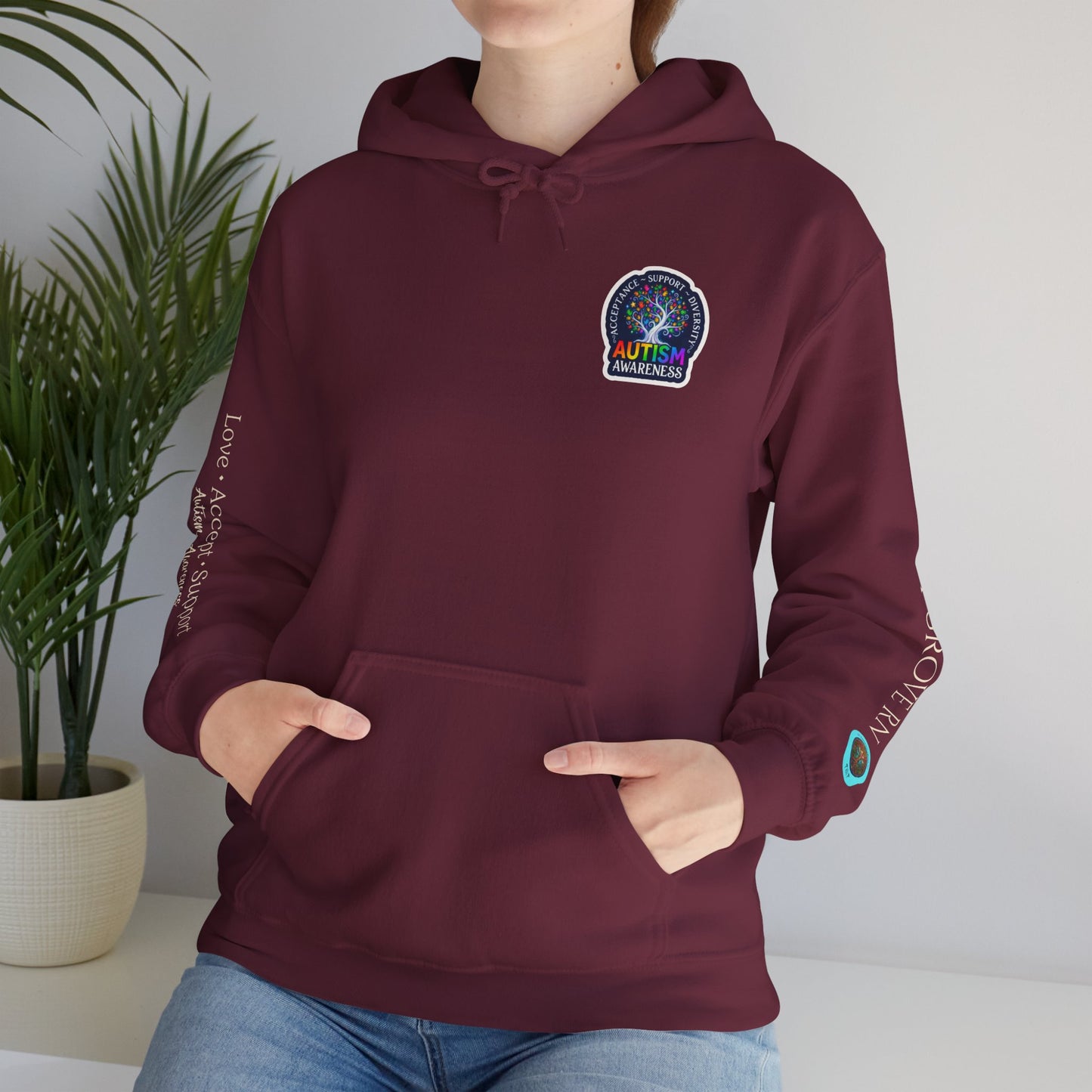 Pullover Hoodie: "Autism Awareness" Colorful Tree Compassion Design