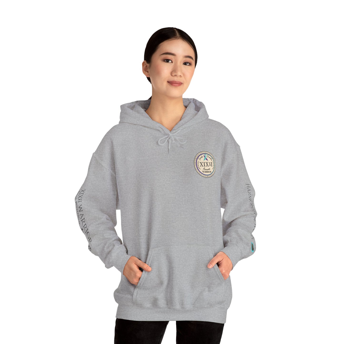 Pullover Hoodie: Suicide Awareness Warrior (XIX;I) Teal & Purple Support Ribbon