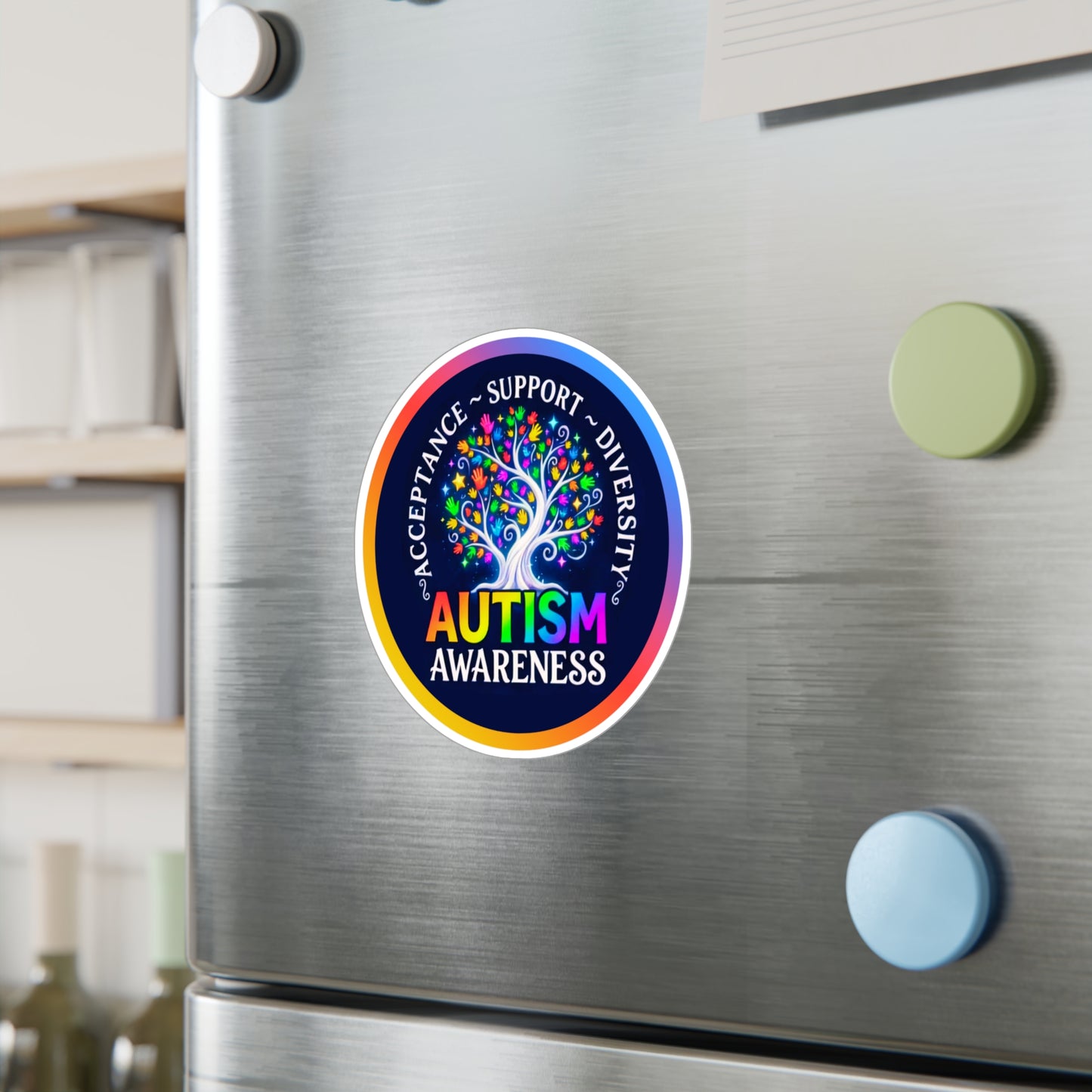 All-Weather Vinyl Decal Autism Awareness: "Acceptance • Support • Diversity"