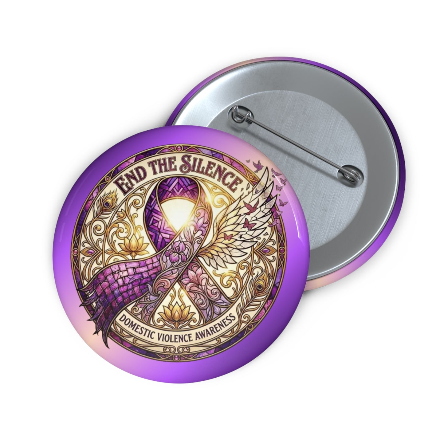 Pin Button: "End the Silence" Domestic Violence Awareness