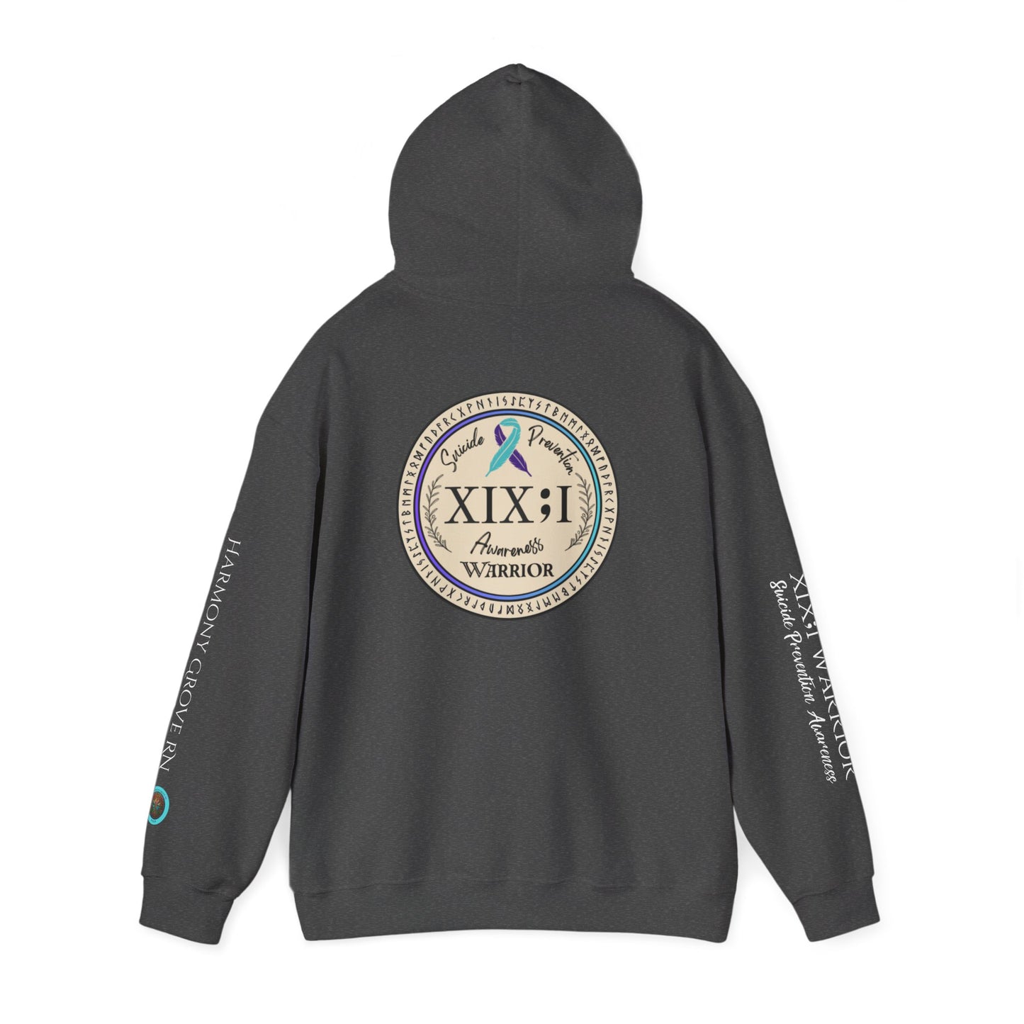 Pullover Hoodie: Suicide Awareness Warrior (XIX;I) Teal & Purple Support Ribbon