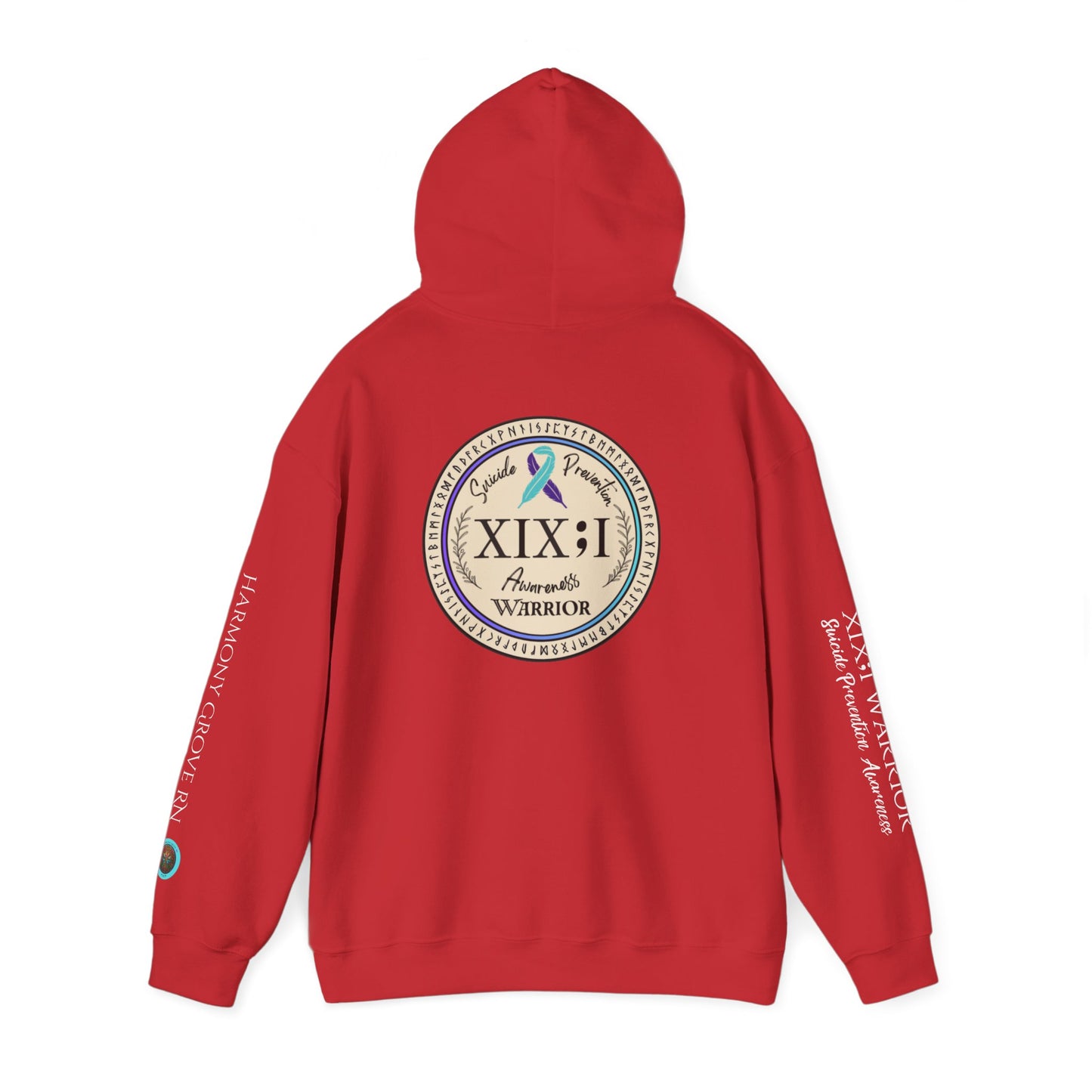 Pullover Hoodie: Suicide Awareness Warrior (XIX;I) Teal & Purple Support Ribbon