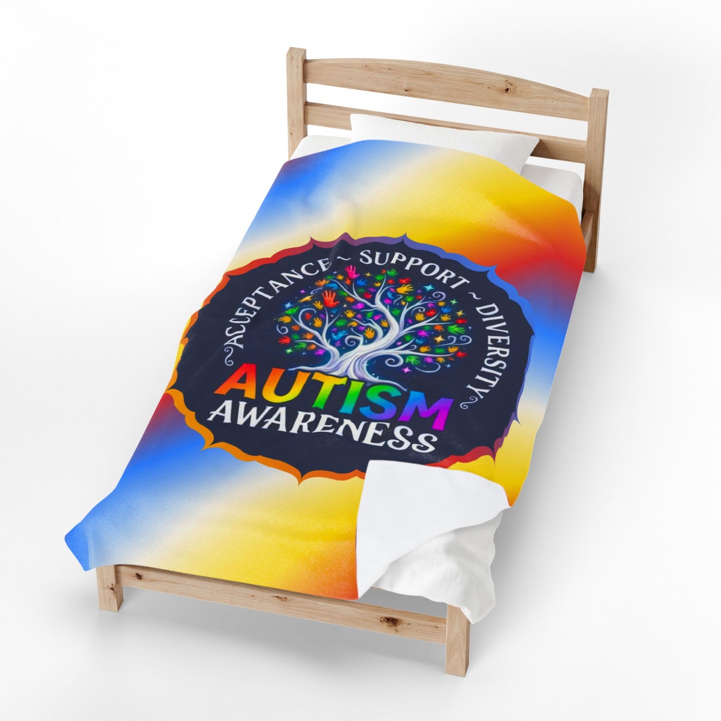 Velveteen Plush Blanket: "Acceptance • Support • Diversity" Autism Awareness
