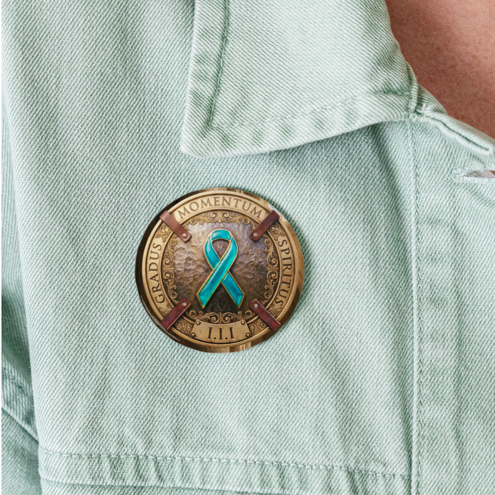 PTSD Awareness Button Pin: One Breath, One Moment, One Step - white