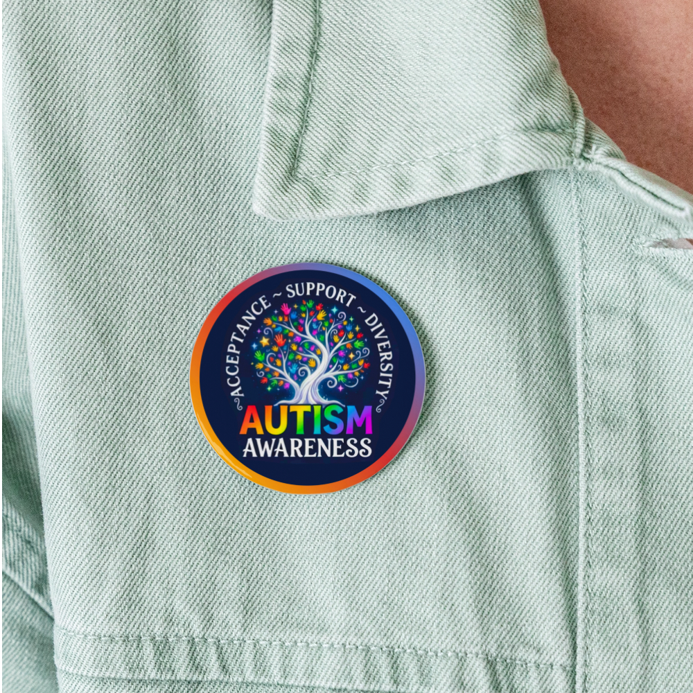 ASD Awareness Button Pin: Acceptance Support Diversity - white