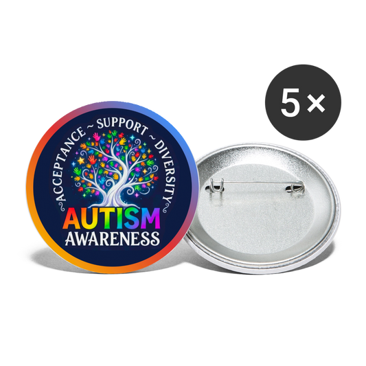 ASD Awareness Button Pin: Acceptance Support Diversity - white