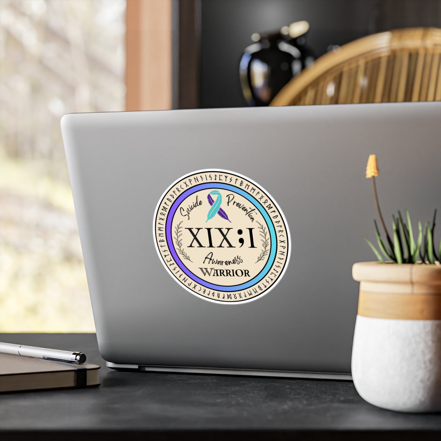All-Weather Vinyl Decal: Suicide Prevention Awareness Warrior Ribbon XIX:I