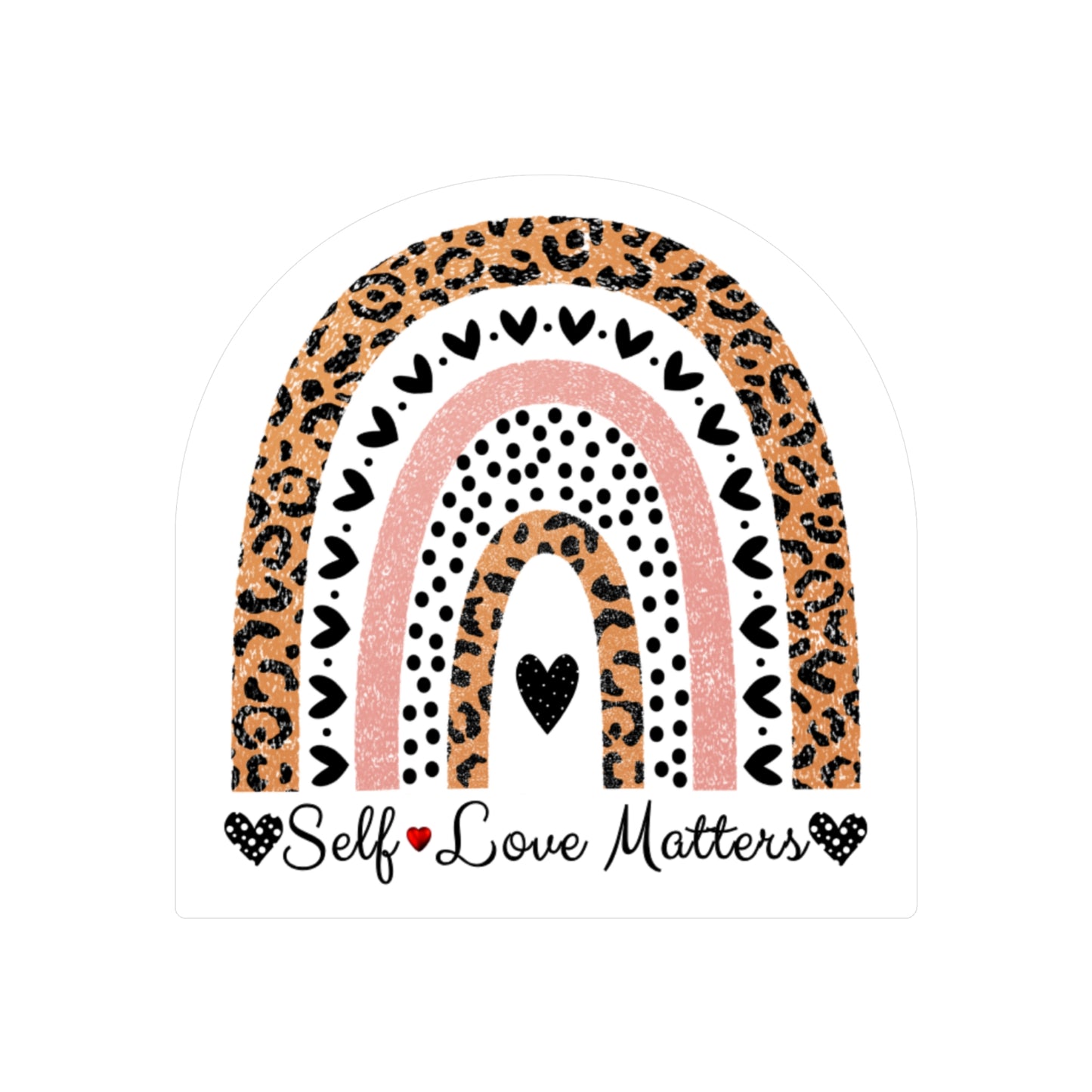 All-Weather Vinyl Decal: "Self Love Matters" Leopard Rainbow