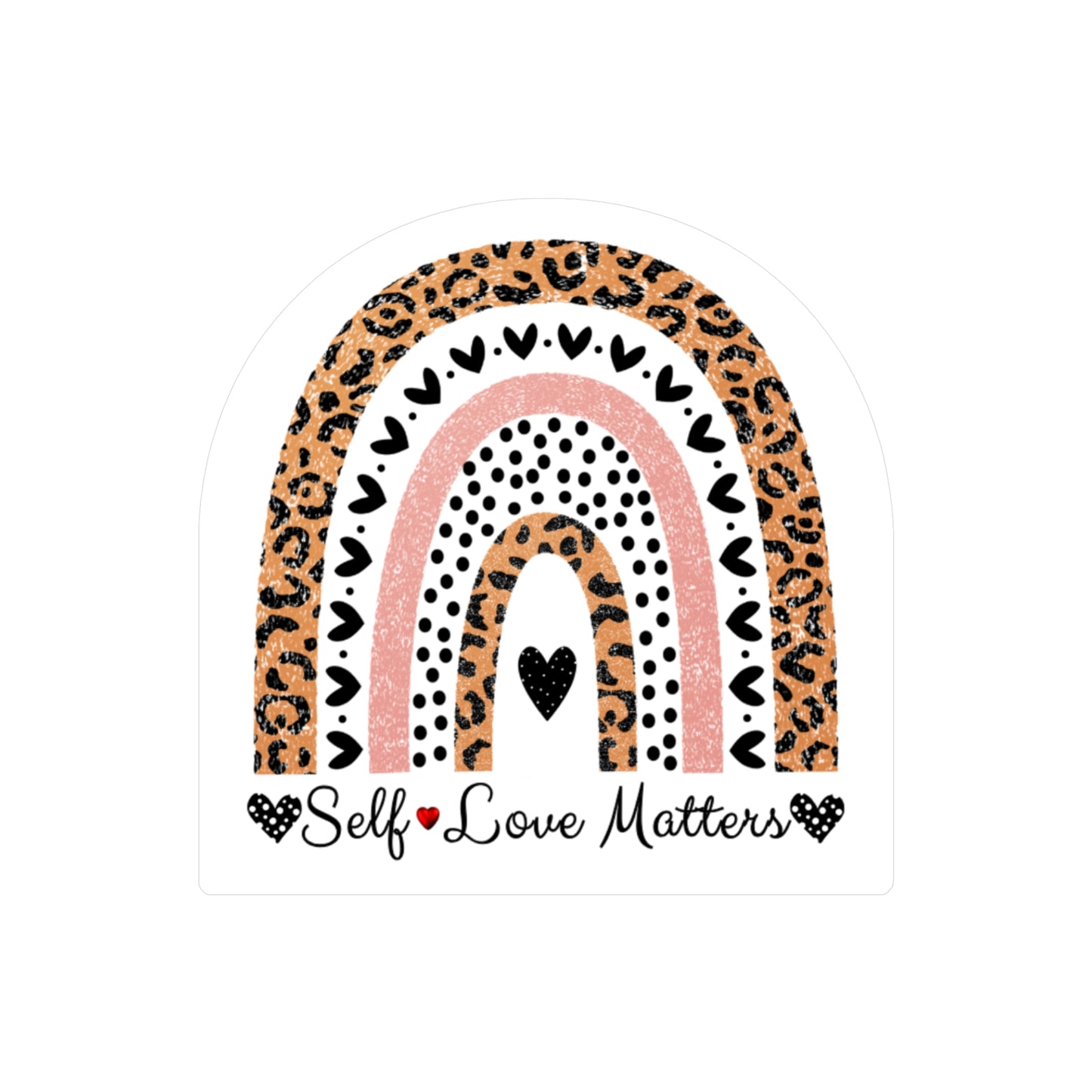 All-Weather Vinyl Decal: "Self Love Matters" Leopard Rainbow