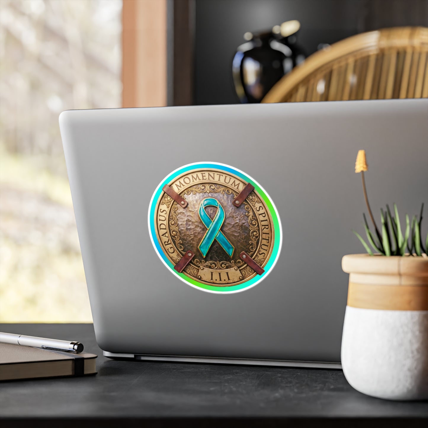 All-Weather Vinyl Decal: "1 Momentum, 1 Spiritus, 1 Gradus" PTSD Awareness