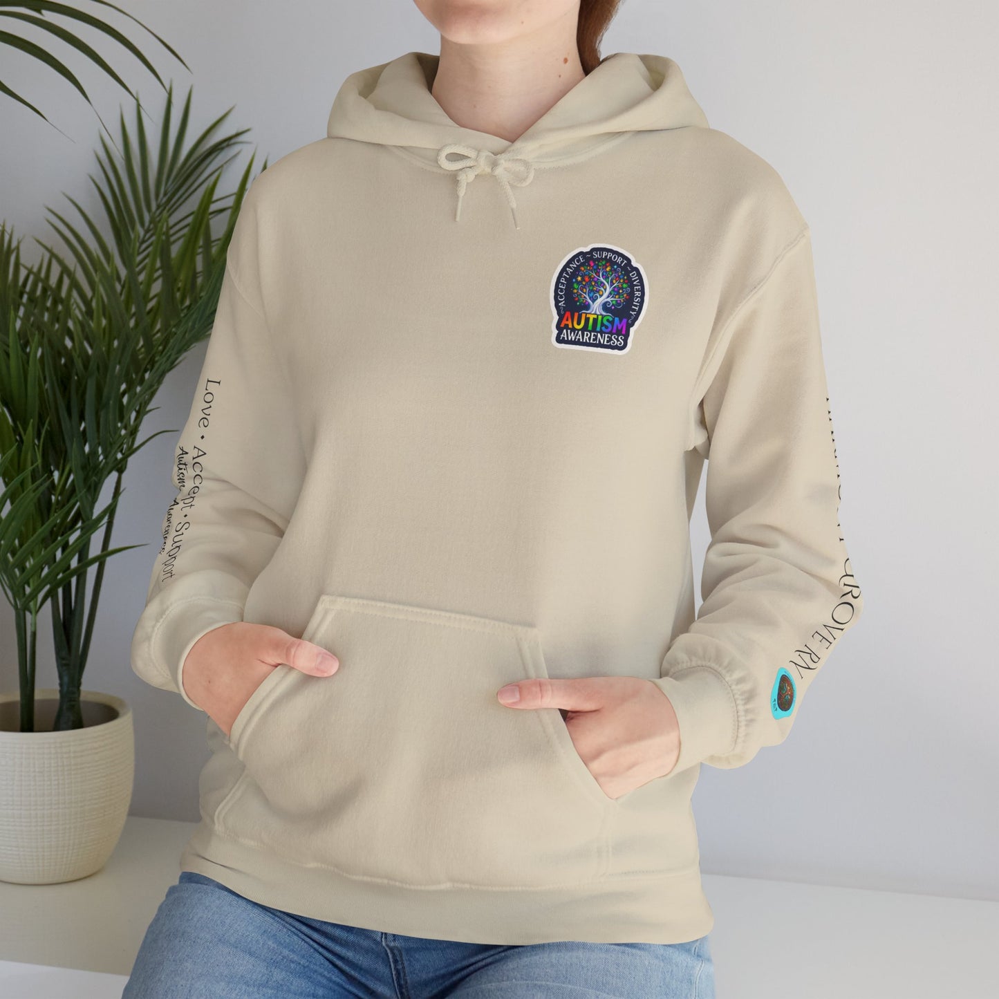 Pullover Hoodie: "Autism Awareness" Colorful Tree Compassion Design