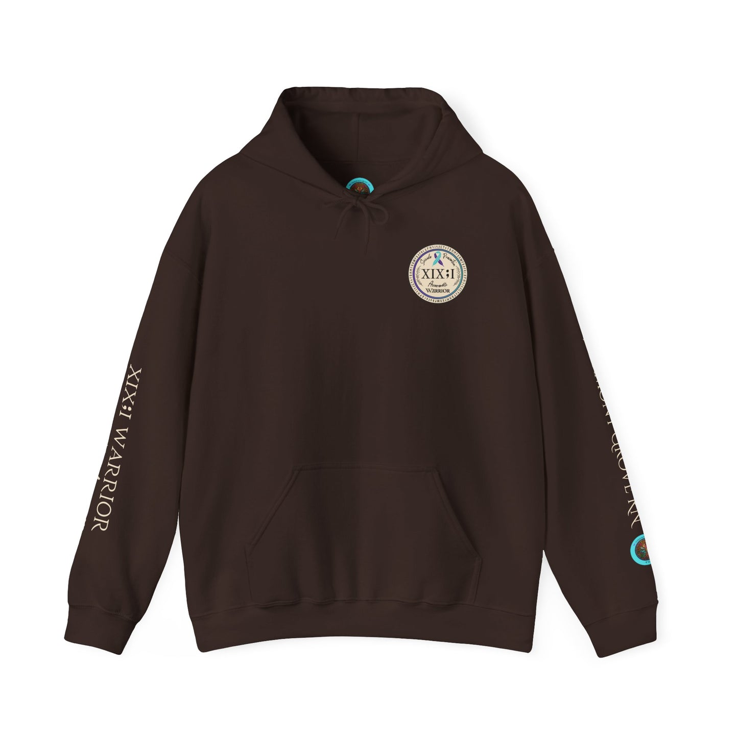 Pullover Hoodie: Suicide Awareness Warrior (XIX;I) Teal & Purple Support Ribbon