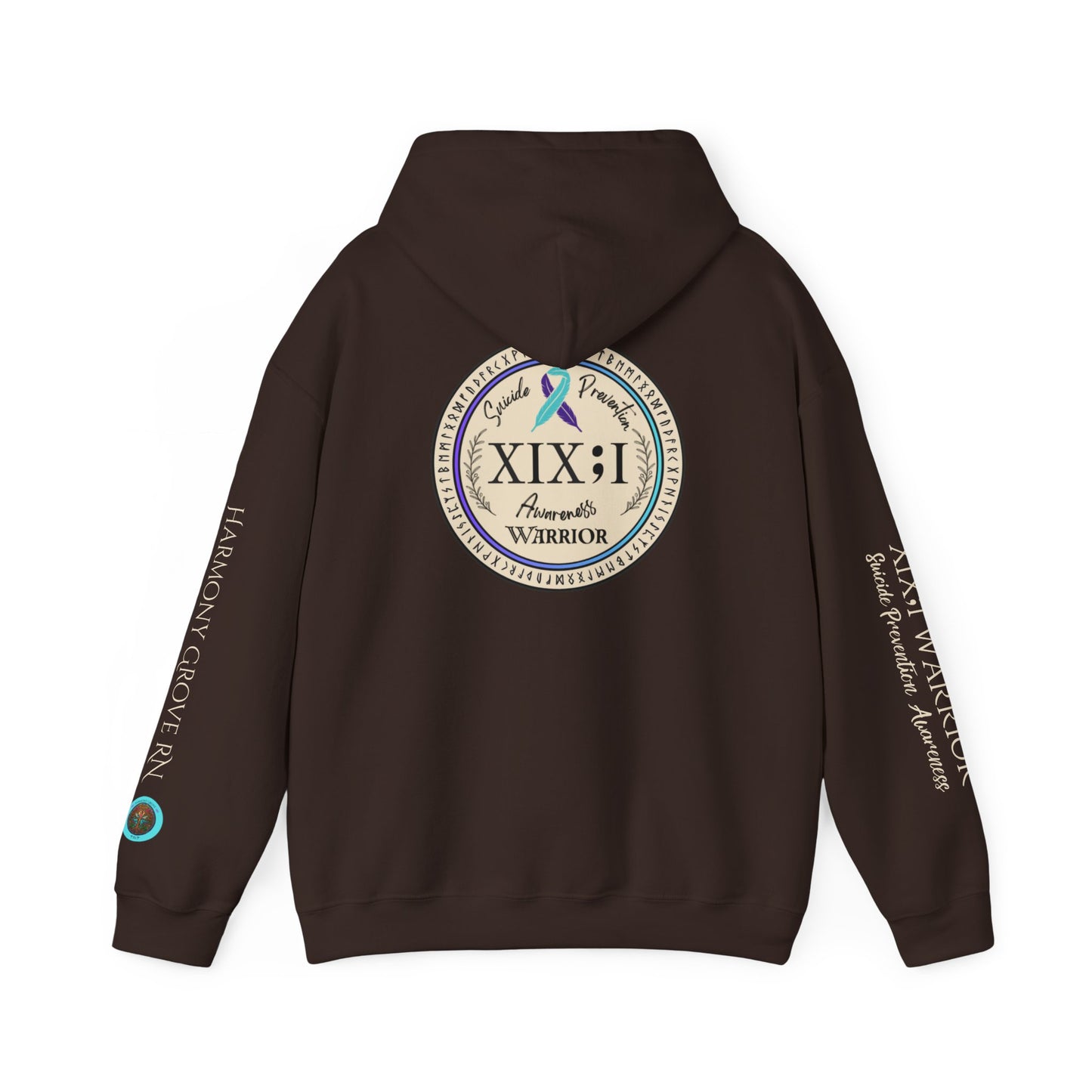 Pullover Hoodie: Suicide Awareness Warrior (XIX;I) Teal & Purple Support Ribbon