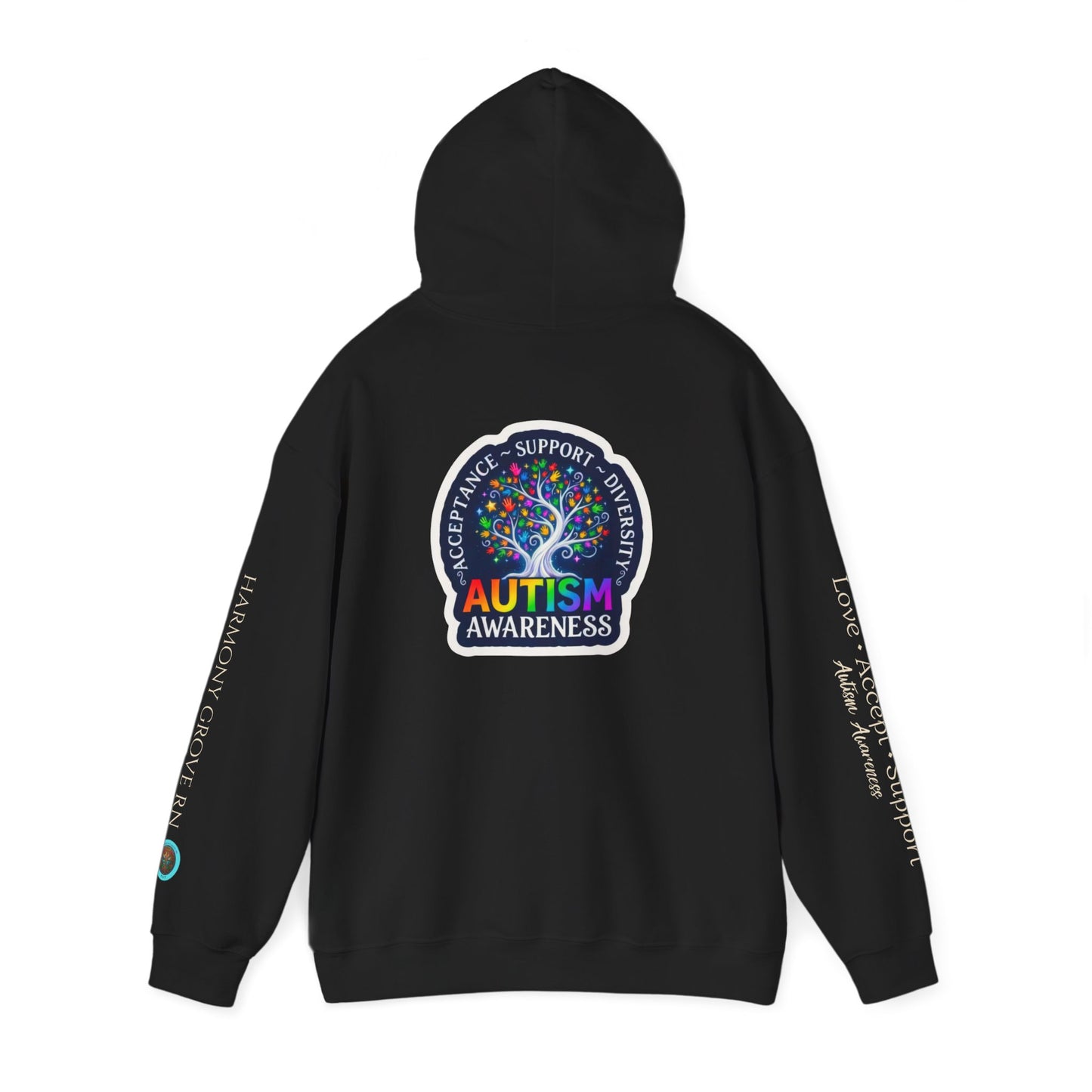 Pullover Hoodie: "Autism Awareness" Colorful Tree Compassion Design