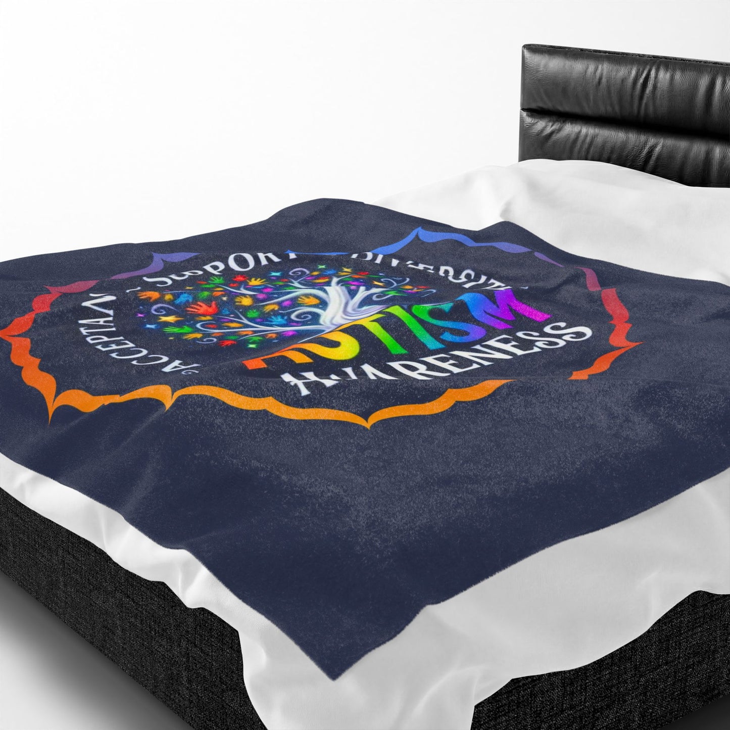 Velveteen Plush Blanket: "Acceptance-Support-Diversity" Autism Awareness