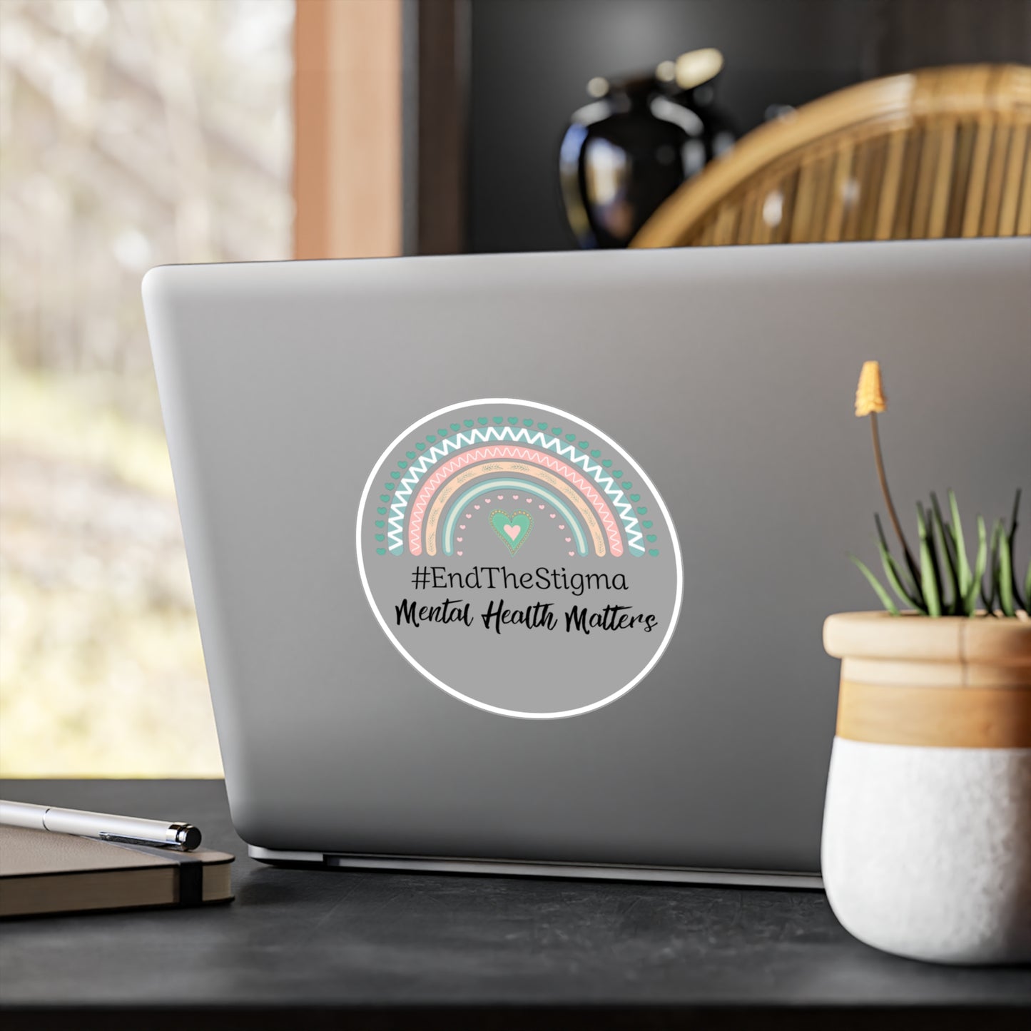All-Weather Vinyl Decal: #EndTheStigma Slate Rainbow