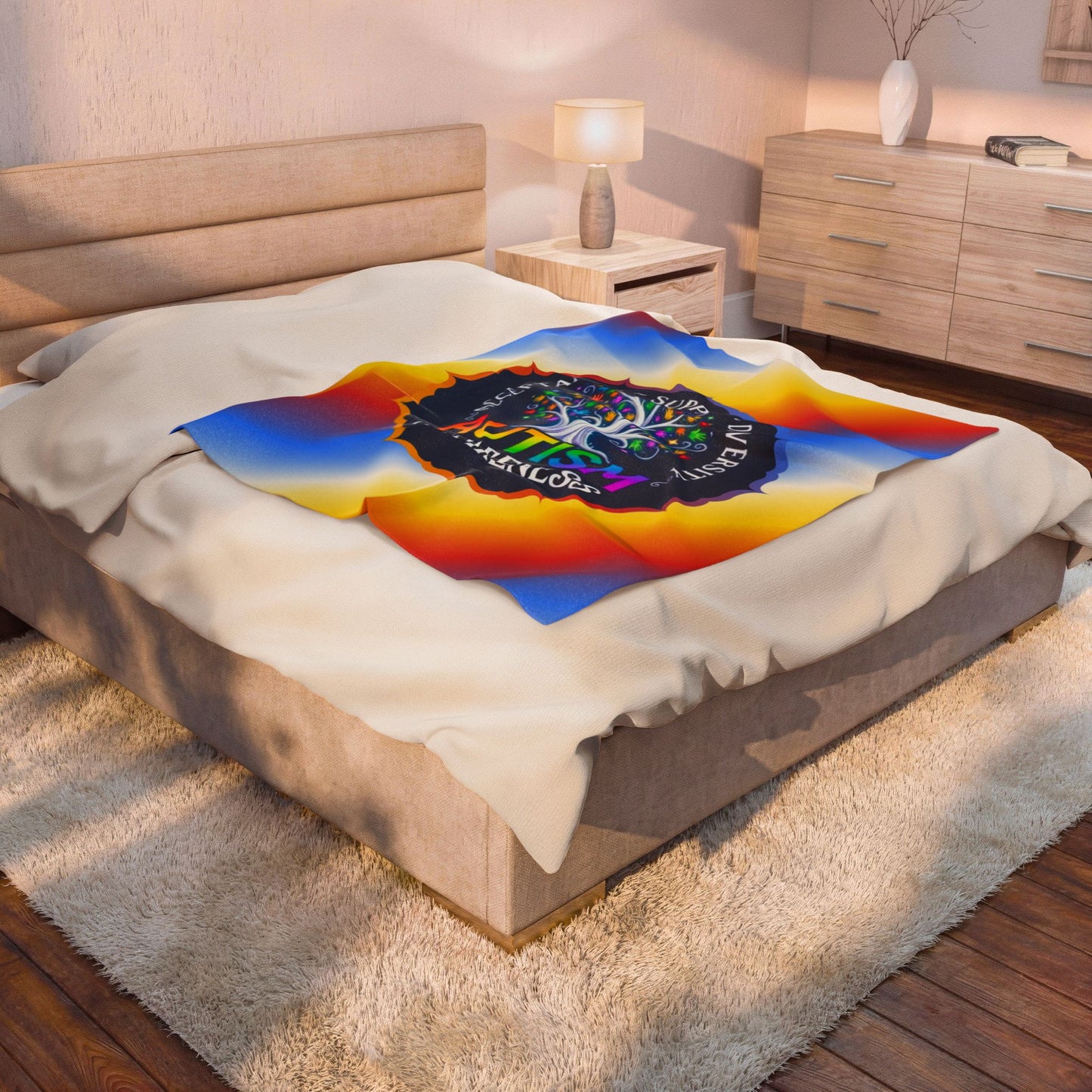 Velveteen Plush Blanket: "Acceptance • Support • Diversity" Autism Awareness