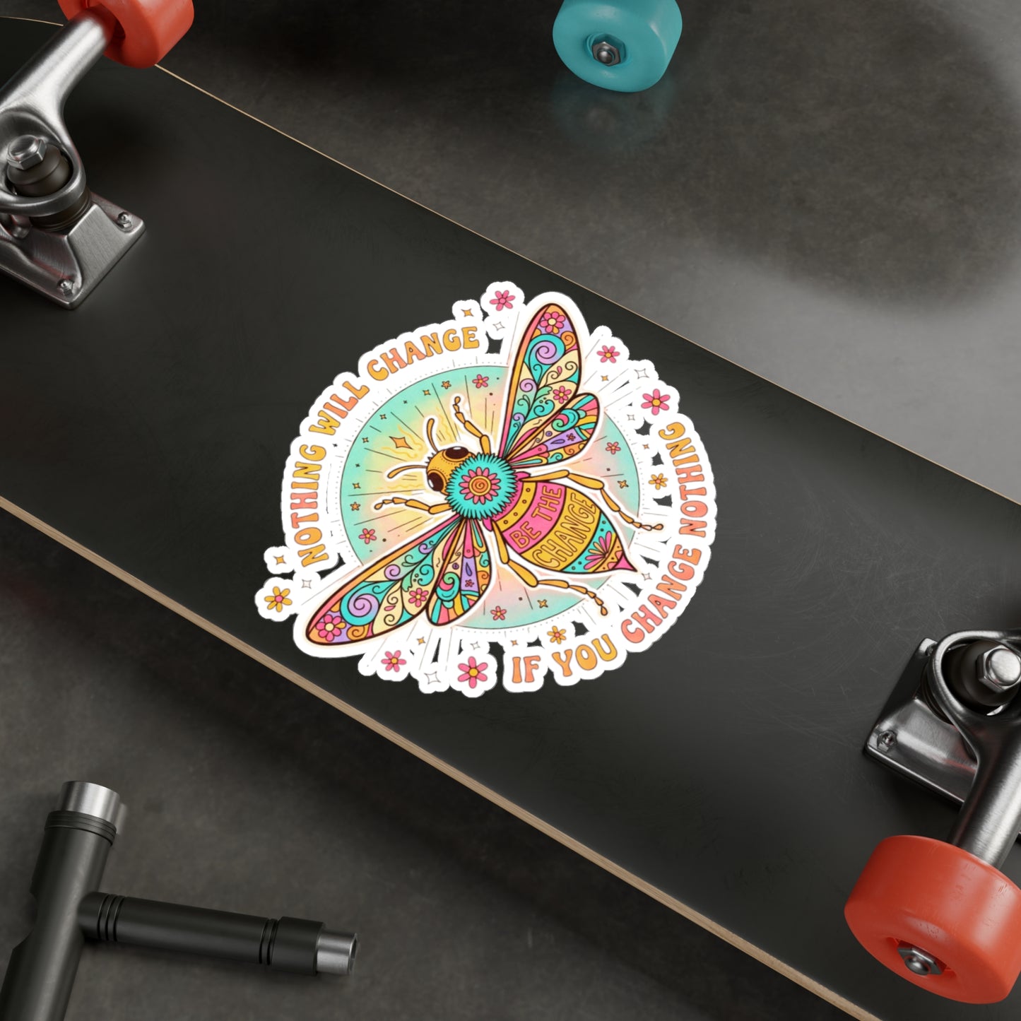 All-Weather Vinyl Decal: "Nothing Will Change If You Change Nothing" Bee