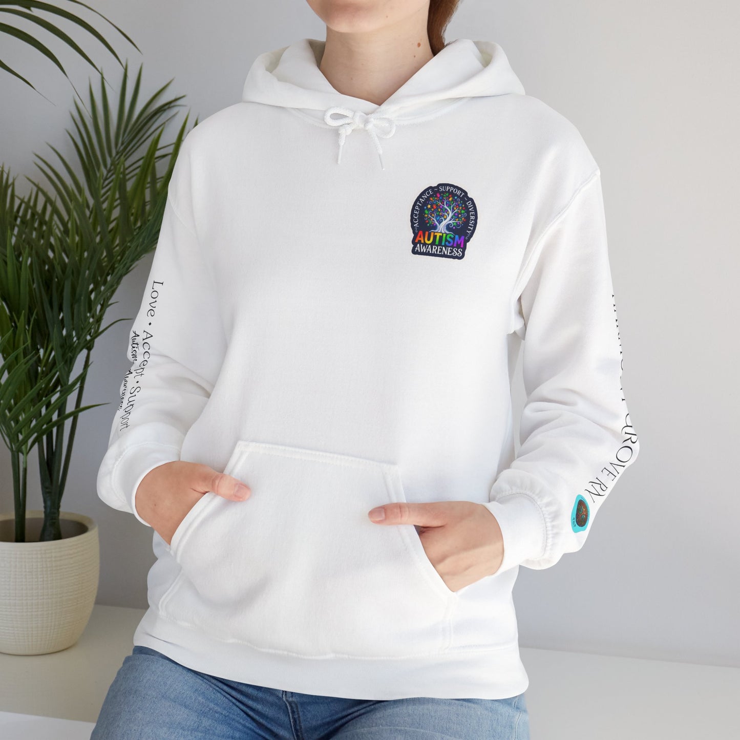 Pullover Hoodie: "Autism Awareness" Colorful Tree Compassion Design