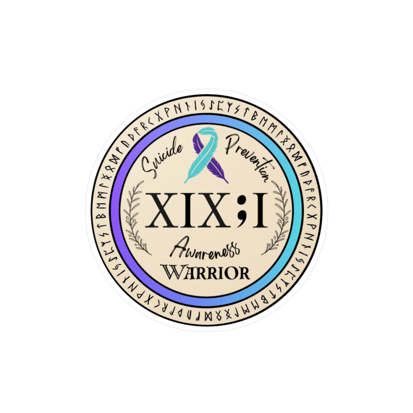 All-Weather Vinyl Decal: Suicide Prevention Awareness Warrior Ribbon XIX:I