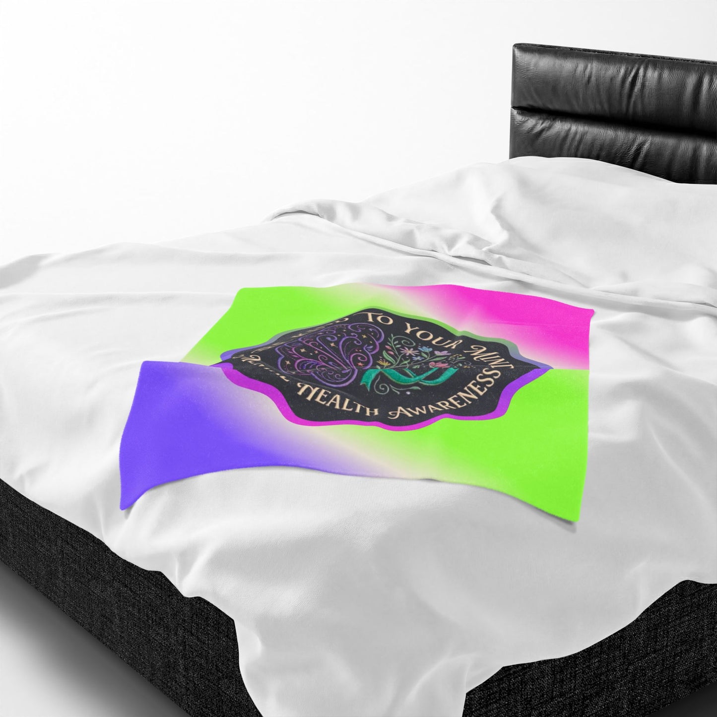 Velveteen Plush Blanket: "Be Kind to Your Mind" Mental Health Awareness Throw